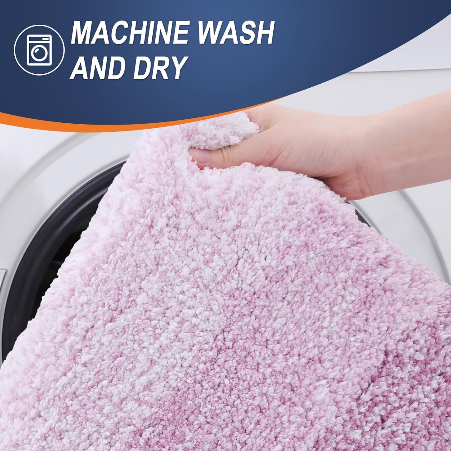 OLANLY Bathroom Rug Set 2 Piece, Soft Absorbent Microfiber Bath Rug Set, Non-Slip, Machine Wash Dry, Plush Shaggy Bath Mats for Bathroom (47"x20"+24"x16", Pinkish-Purple)