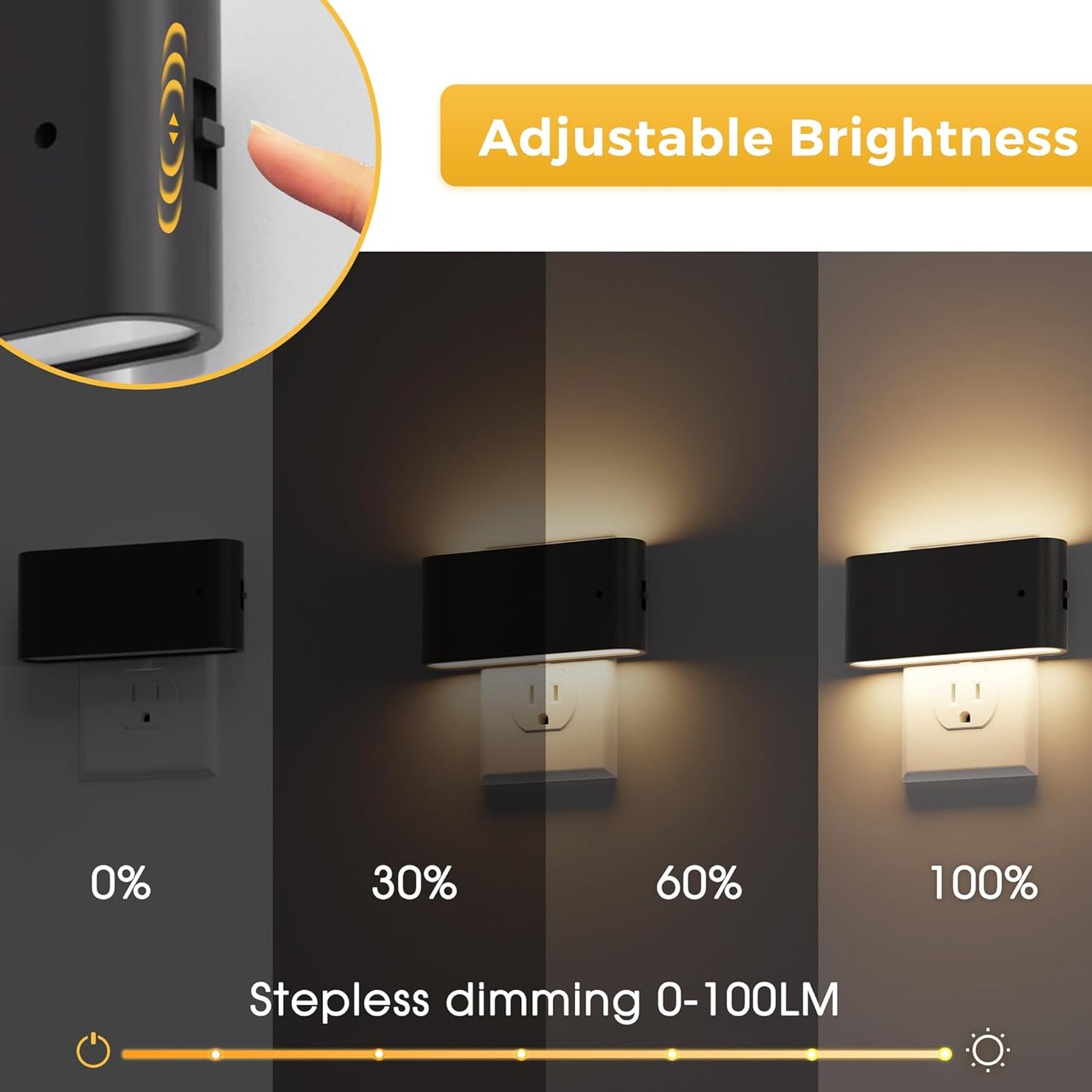 L LOHAS LED Night Light, 2 Pack Dimmable Modern LED Night Lights Plug into Wall,Dusk to Dawn Sensor Night Lights for Kid, 0-100LM 3000K Soft White Nightlight for Hallway Bedroom Stairway