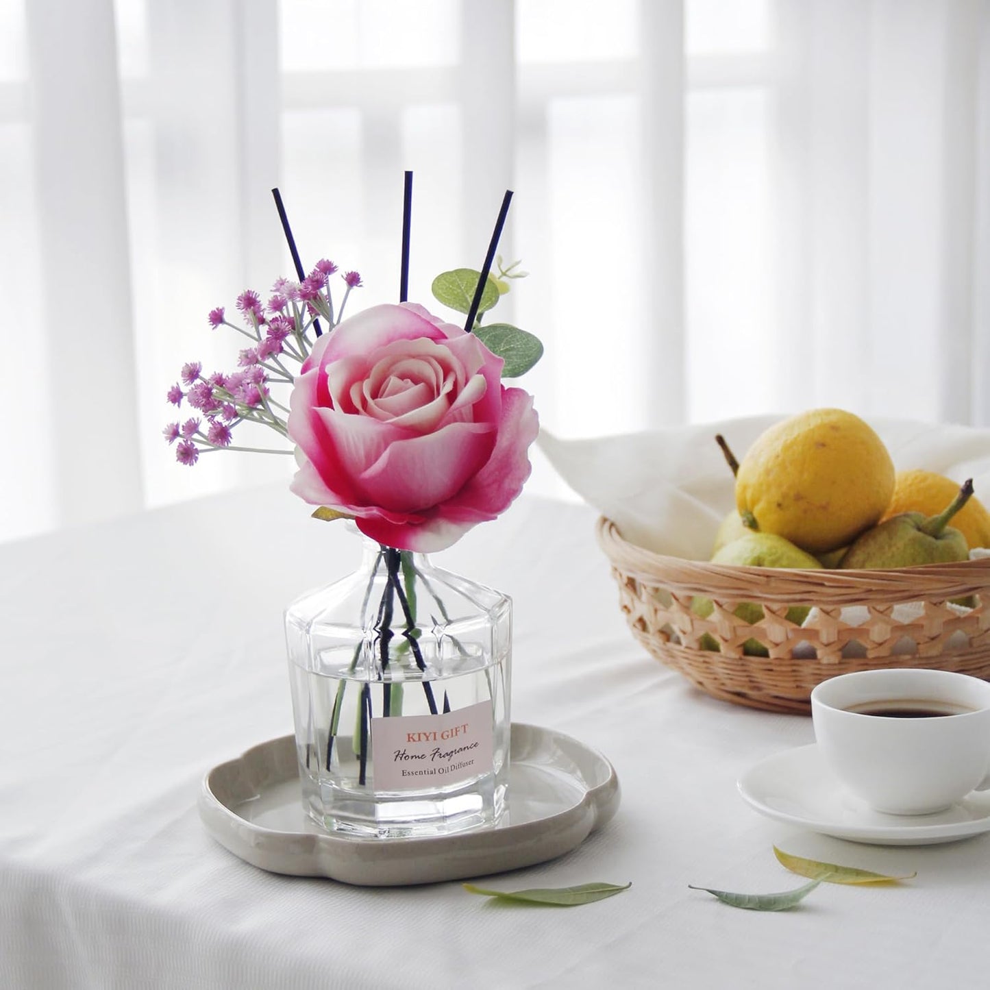 Reed Diffuser Set -8.4 fl oz Scent Diffuser with 6 Reed Sticks, Home Fragrance,Reed Diffuser for Bathroom Shelf Decor (Gardenia White Tea)