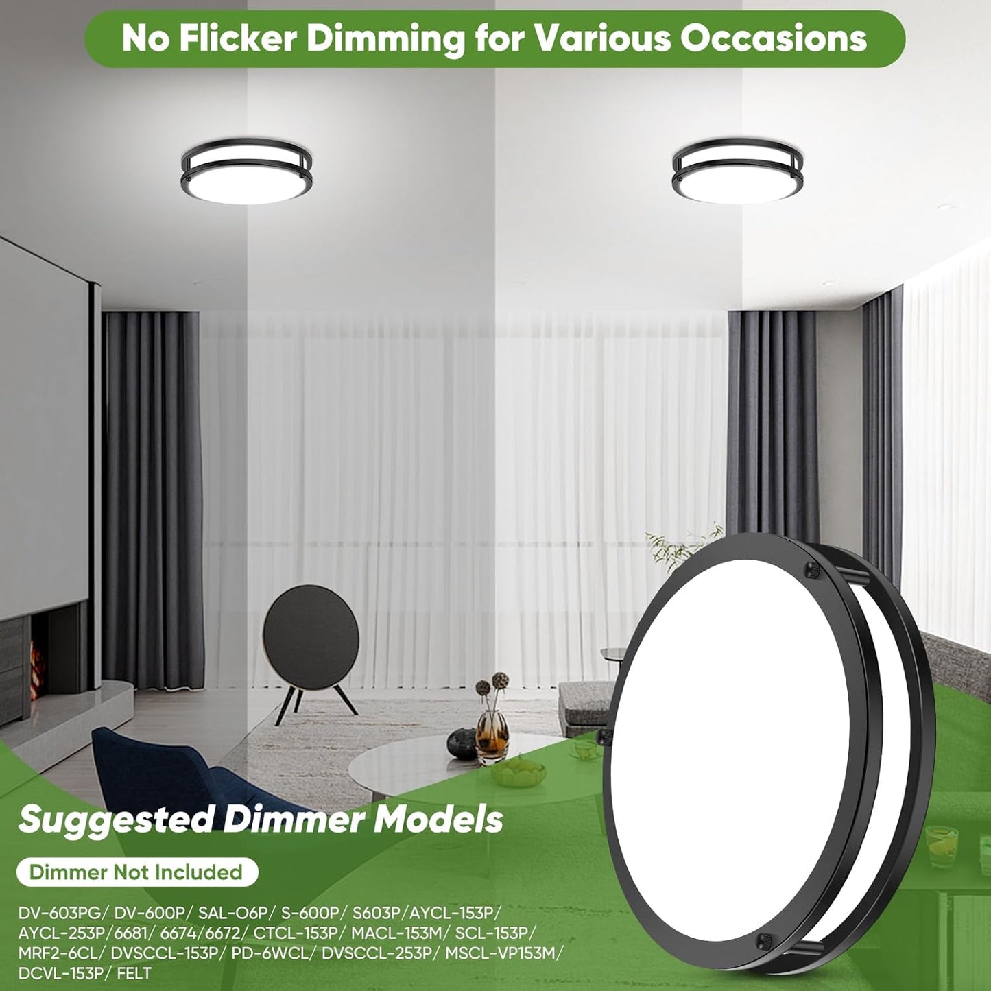 10 Inch LED Flush Mount Ceiling Light, Black Kitchen Lighting Fixture with 2700K/3000K/4000K/5000K/6500K 5 Color Adjusted, Dimmable Modern Round LED Light for Bedroom Living Room Laundry, 1-Pack