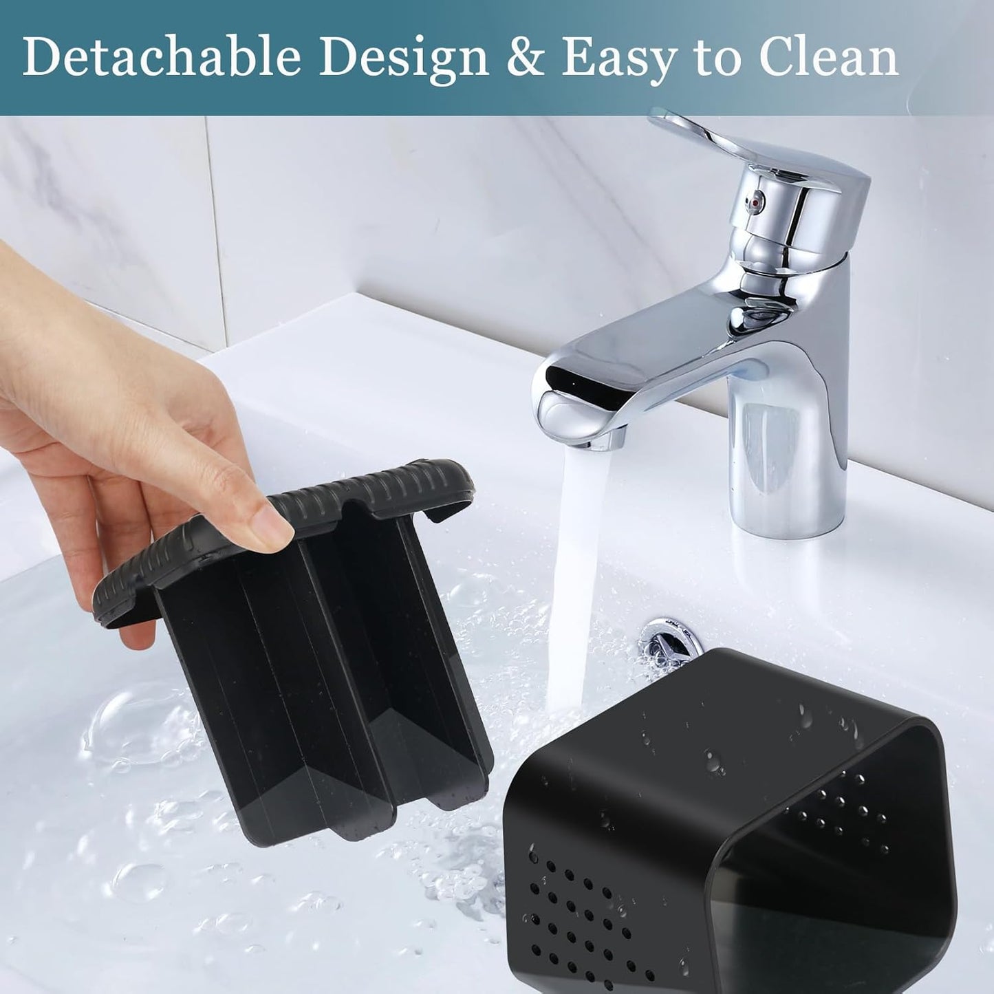 Black Toothbrush Holders for Bathrooms, Kids Electric Toothbrush and Toothpaste Holder, 4 Slots Tooth Brush Holder for Bathroom Countertop Organizer (Black)