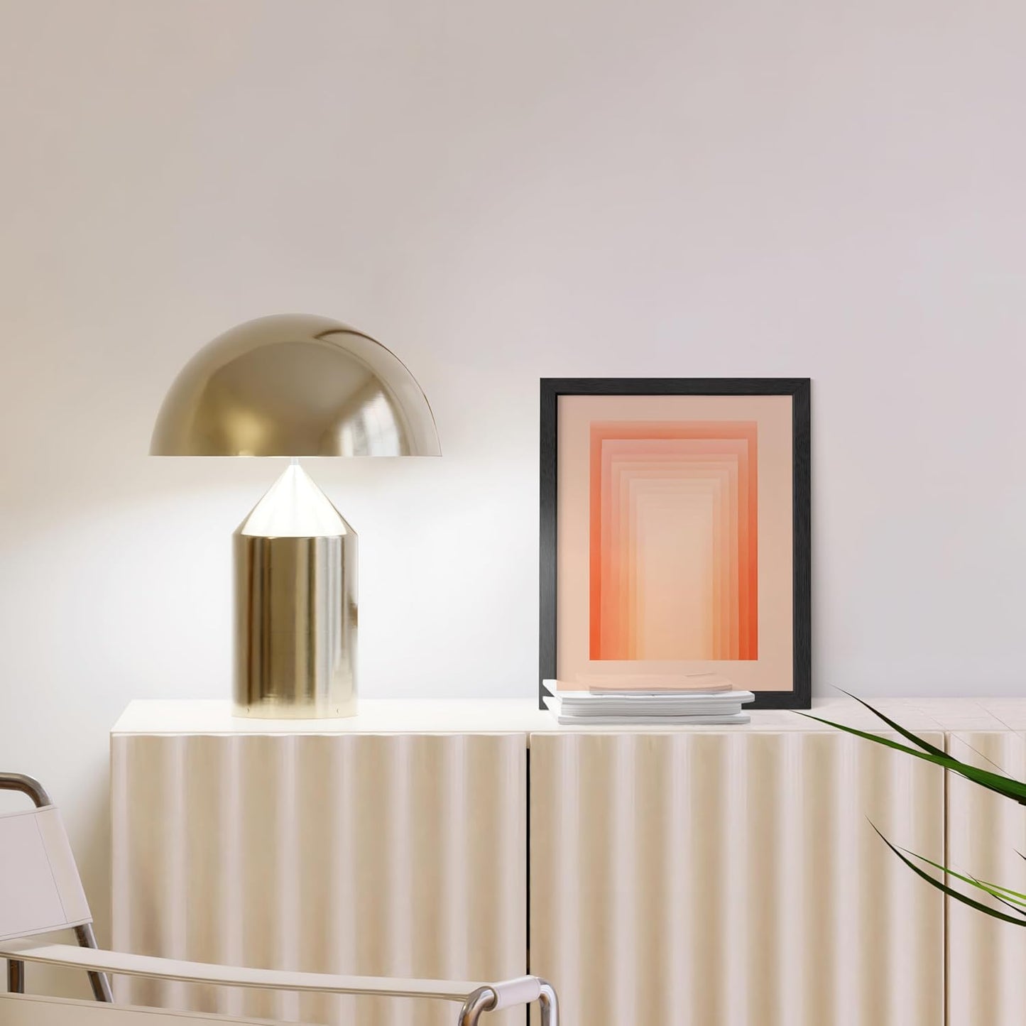 HAUS AND HUES Colorful Abstract Wall Art - Minimalist Retro Picture for Living Room Decor, Red and Pink Modern Wall Art Painting (Pink Geometric, Unframed, 8x10)