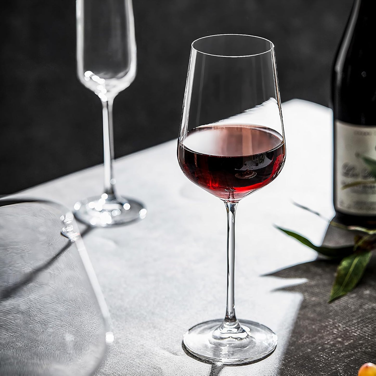 KAMMAK Wine Glasses Set of 2, 13.6 oz Hand Blown Crystal Bordeaux Wine Glasses, Thin Rim & Long Stem, Perfect for Red & White, Daily Use, Wedding Anniversary or Birthday Gift with Gift Box, S97CD43