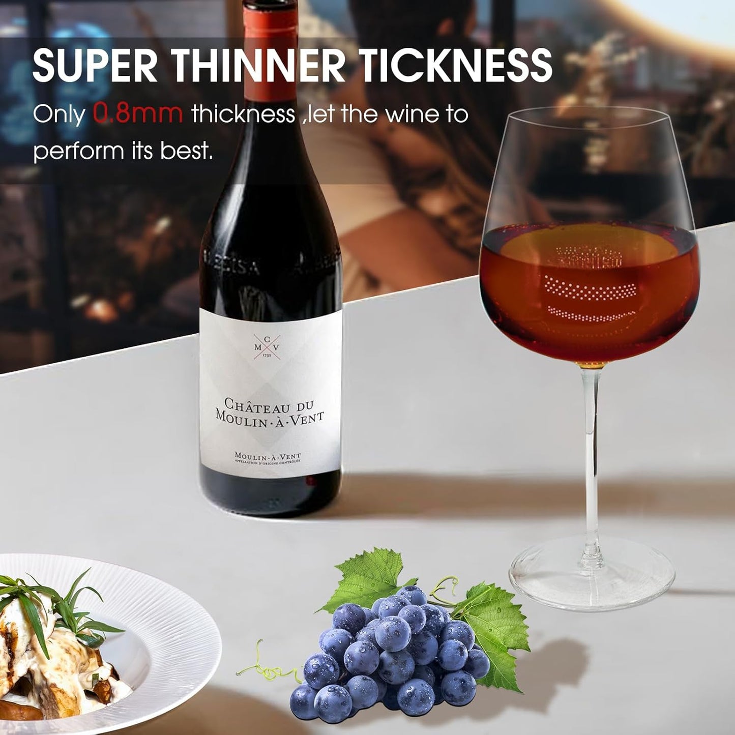 Red Wine Glasses Set of 4, 24oz Large Wine Glasses, Hand Blown Crystal, Ultra-Thin Rim, Long Stem, Lightweight, Ideal Gift for Wine Tasting, Mother's Day, Wedding, Anniversary, Birthday