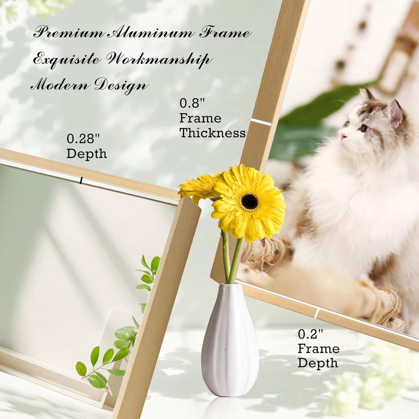 24x40 Inch Brass Bathroom Mirror for Wall, Aluminum Frame Rectangle Rectangular Vanity Mirror, Modern Large for Bedroom, Living Room, Horizontal or Vertical