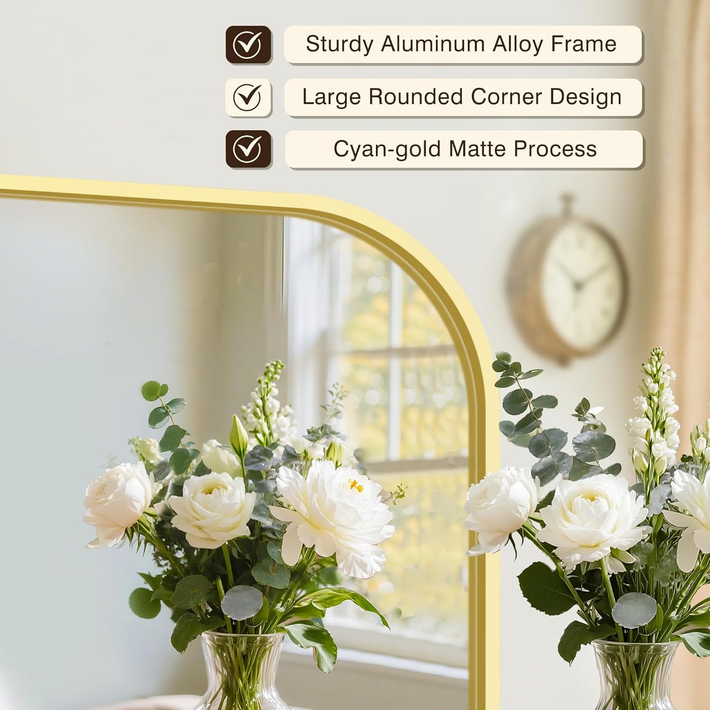 FICTOR Bathroom Vanity Mirror for Wall, 2 Pack 24" x 36" Rectangle Bathroom Mirror for Over Sink, Metal Framed, Hangs Horizontally or Vertically(Gold)