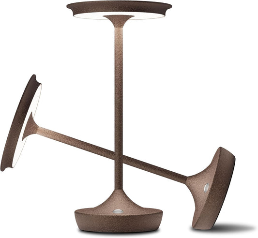 2 Pack Cordless Rechargeable Table Lamps, Portable 6000mAh Battery Desk Lamp Waterproof 3 Color Stepless Dimming LED Table Light with Memory Function for Outdoor/Dinning/Patio/Restaurant (Rust 2Pack)