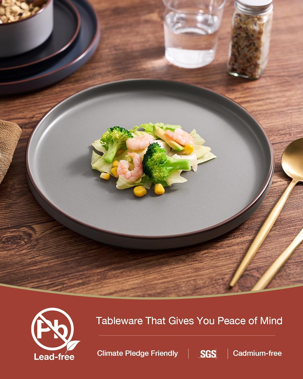 Famiware Nebula Ridge Stoneware Dinnerware Sets, Plates and Bowls Sets for 4, 12 Pieces Dishes Set, Microwave and Dishwasher Safe Kitchen Plates, Multi-color