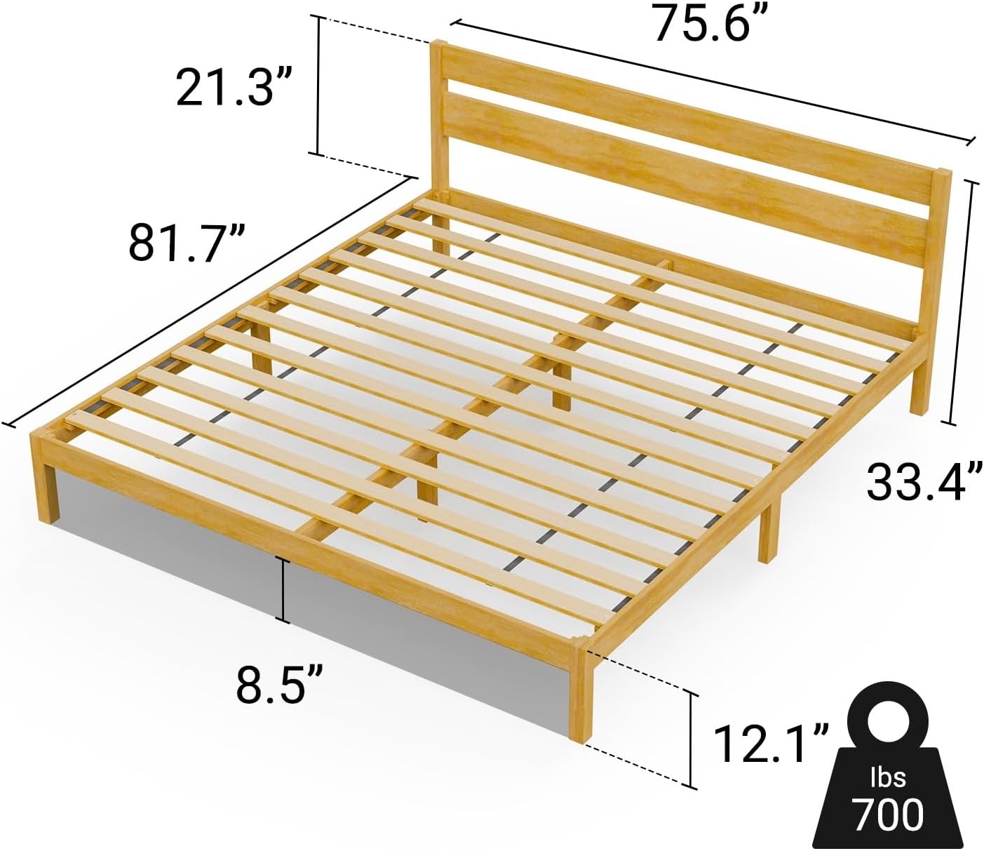 LIFEMENT Classic Wood Platform Bed Frame with Headboard, Essential, Noise Free, Under Bed Storage, No Box Spring Needed, Easy Assembly (Natural, King (U.S. Standard))