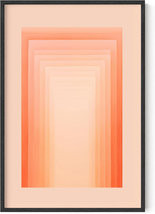 HAUS AND HUES Colorful Abstract Wall Art - Minimalist Retro Picture for Living Room Decor, Red and Pink Modern Wall Art Painting (Pink Geometric, Unframed, 24x36)