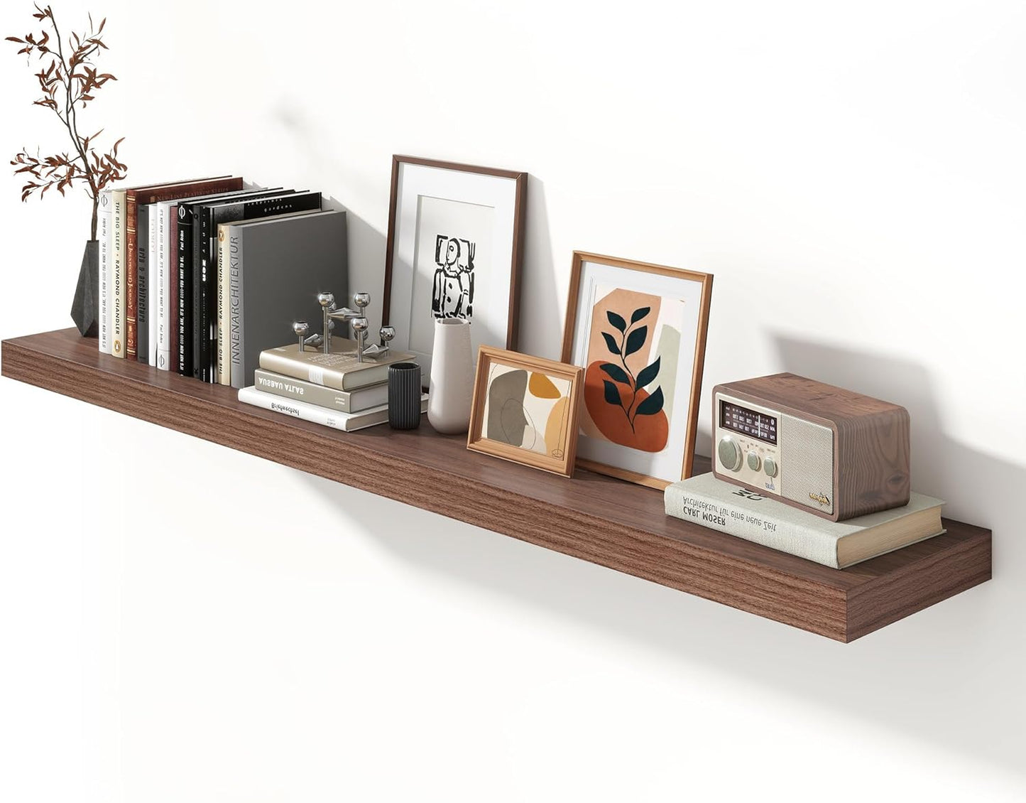 Deep Floating Shelves for Wall - 72 Inch Wide x 12 Inch Deep Wall Shelves Set of 1 - Rustic Walnut Color Wood Shelves for Living Room, Bathroom, Laundry Room, Bedroom, Kitchen, Home Office