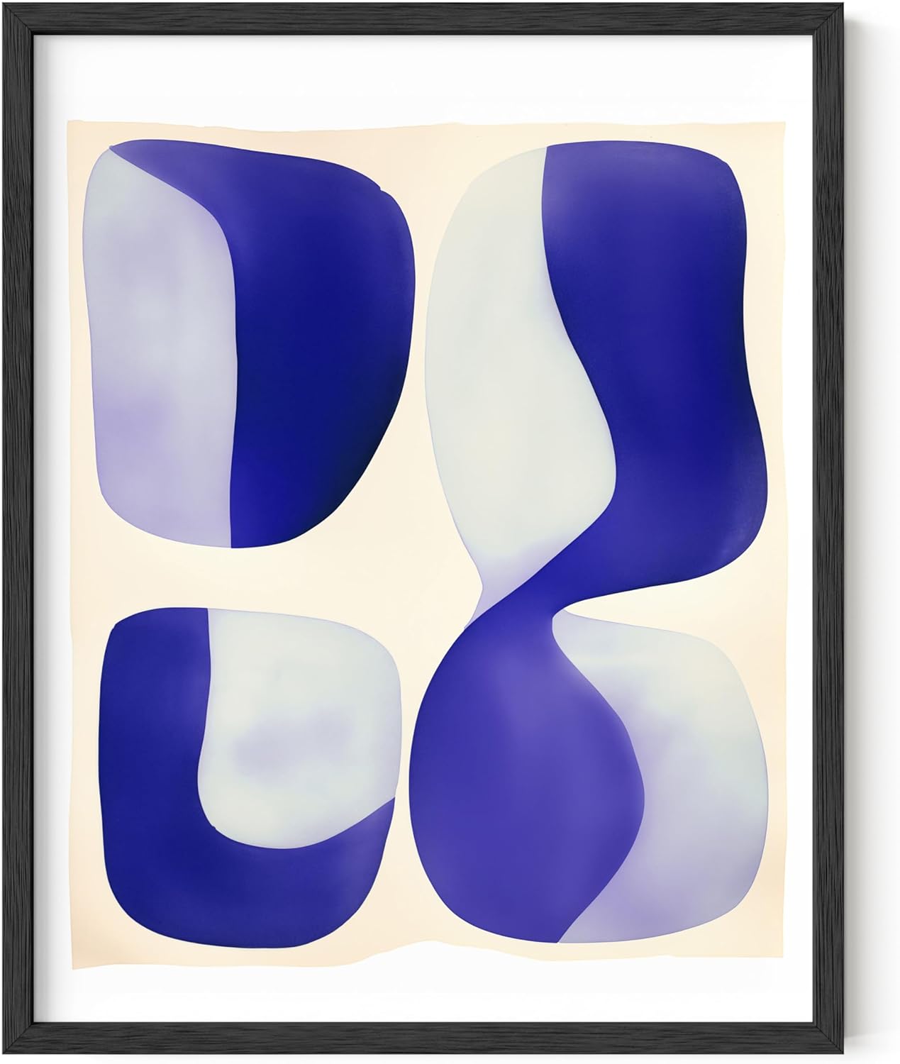 HAUS AND HUES Modern Abstract Wall Art - Blue and Green Living Room Art, Modern Artwork for Walls, Minimalist Picture for Living Room(Blue Tribal Shapes 2, Unframed, 11x14)