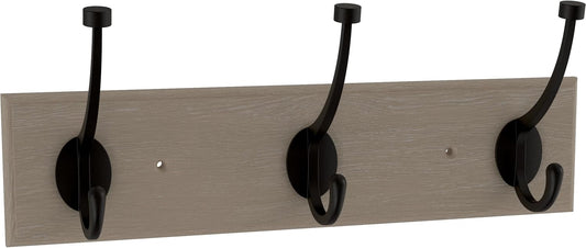 Franklin Brass Pilltop (1-Pack) 15" Coat Rack Wall Mount White Oak Wood Hat Rack with 3 Hooks Hanging Hook Rail for Clothes, Towels, Purses, Bags, Kitchen, Entry, Closet Organization B46715K-480-C