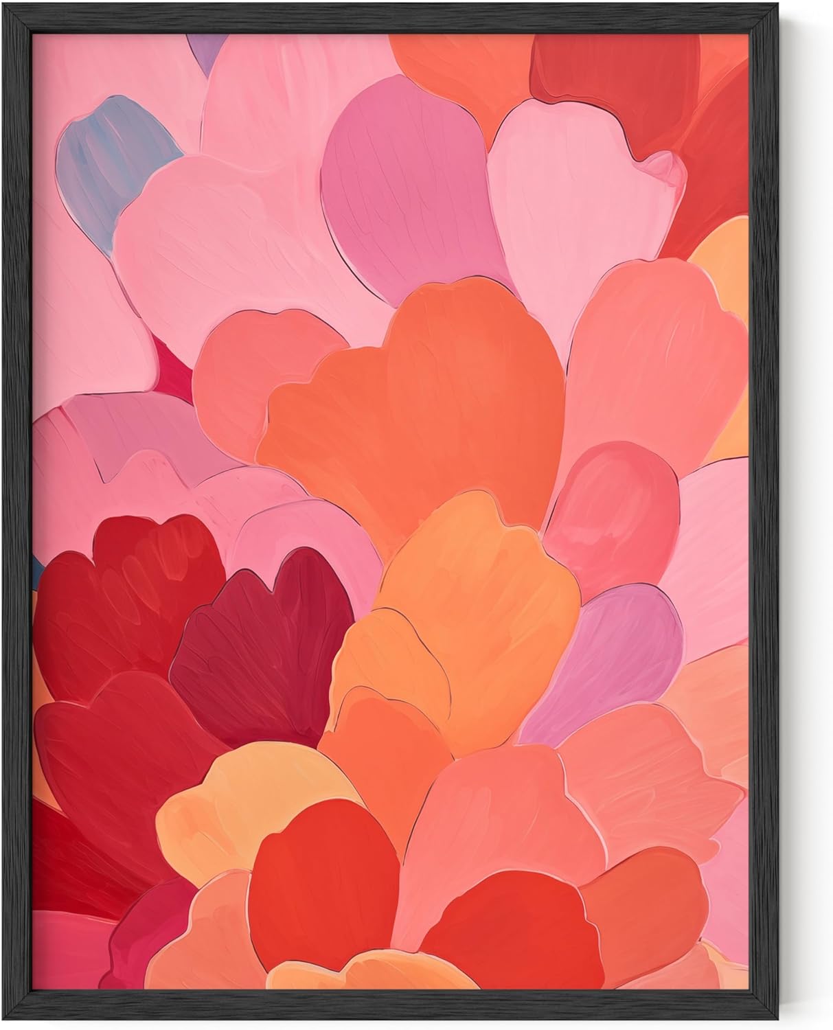 HAUS AND HUES Colorful Abstract Wall Art - Minimalist Retro Picture for Living Room Decor, Red and Pink Modern Wall Art Painting (Petals 1, Unframed, 12x16)