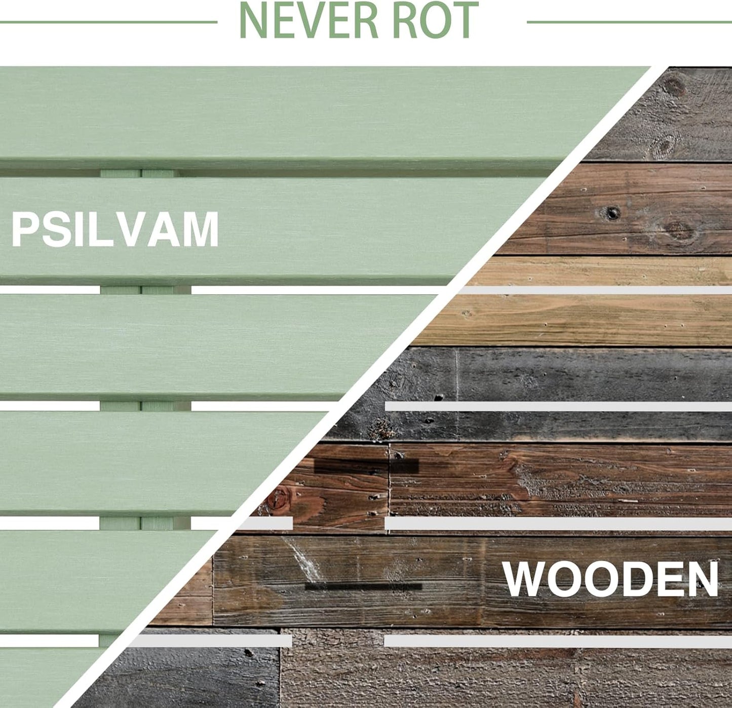 Psilvam Outdoor Bench, Two Person Poly Lumber Porch Bench, Weatherproof Garden Bench That Never Rot and Fade, All-Weather Patio Bench Suit for Garden, Porch, and Park (Green)