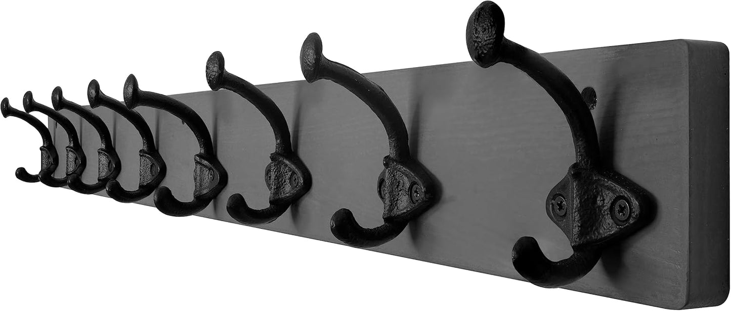 WEBI Rustic Coat Rack Wall Mount,35.43" Long 8 Cast Iron Coat Hooks Wall Mounted,Heavy Duty Wall Coat Hanger Hooks for Hanging Coats,Clothes,Jacket,Grey