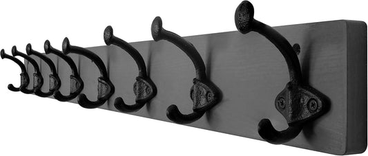 WEBI Rustic Coat Rack Wall Mount,35.43" Long 8 Cast Iron Coat Hooks Wall Mounted,Heavy Duty Wall Coat Hanger Hooks for Hanging Coats,Clothes,Jacket,Grey