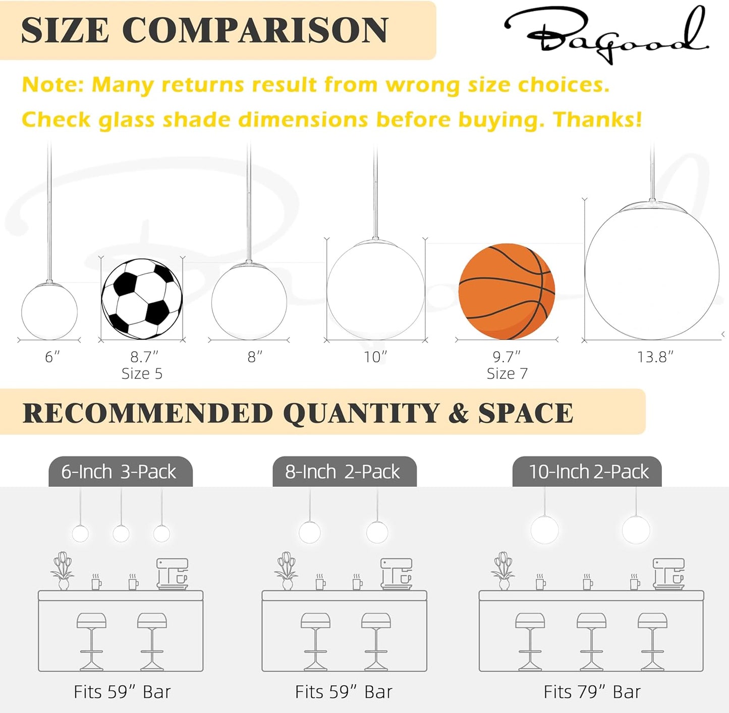 10 Inch Globe Pendant Light Black Mid Century Pendant Light Contemporary Globe Pendant Lights Clear Glass Pendant Lights Adjustable Hanging Light Fixture Clear Glass with Black Finish for Dining Room