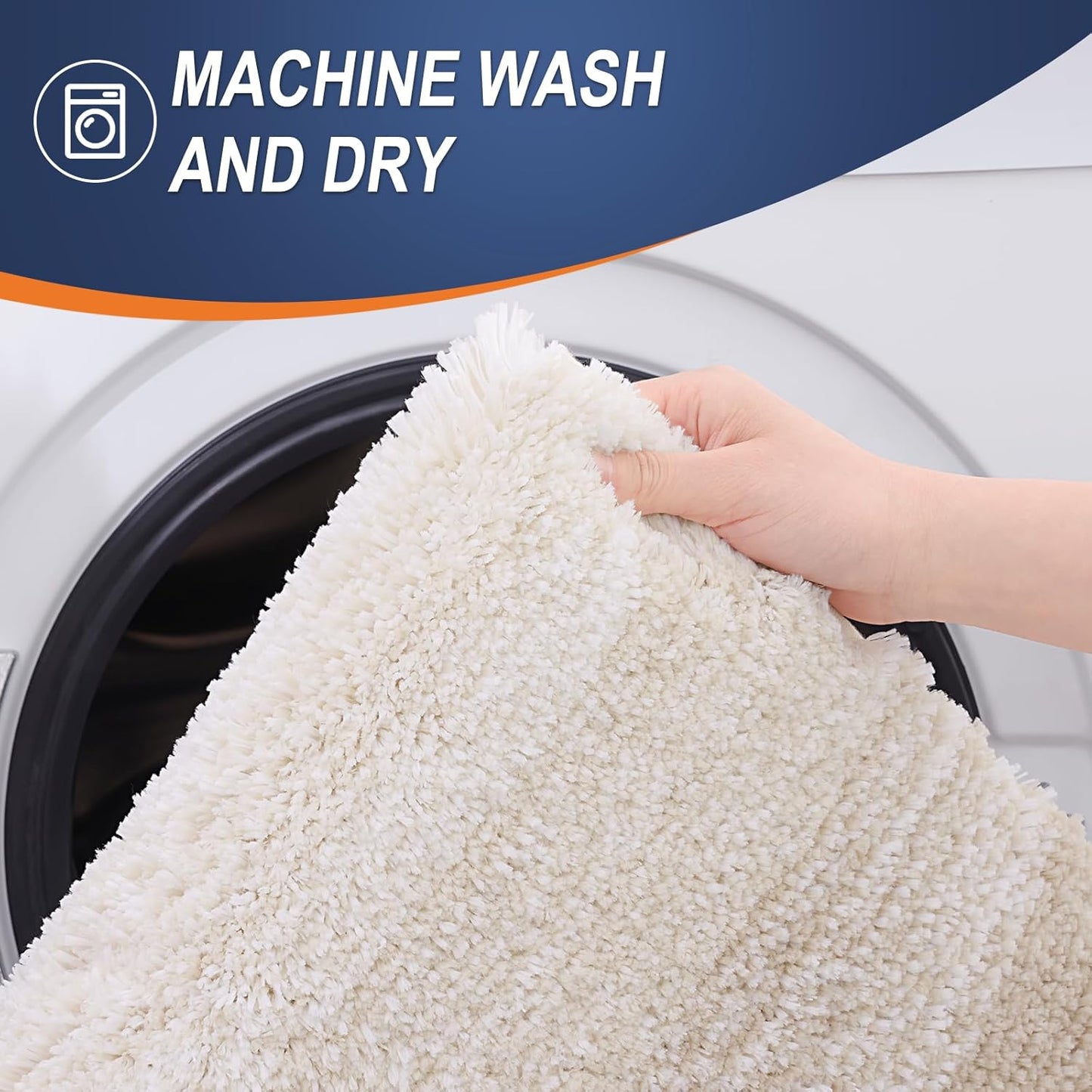 OLANLY Bathroom Rug Set 2 Piece, Soft Absorbent Microfiber Bath Rug Set, Non-Slip, Machine Wash Dry, Plush Shaggy Bath Mats for Bathroom (47"x20"+24"x16", Light Beige)