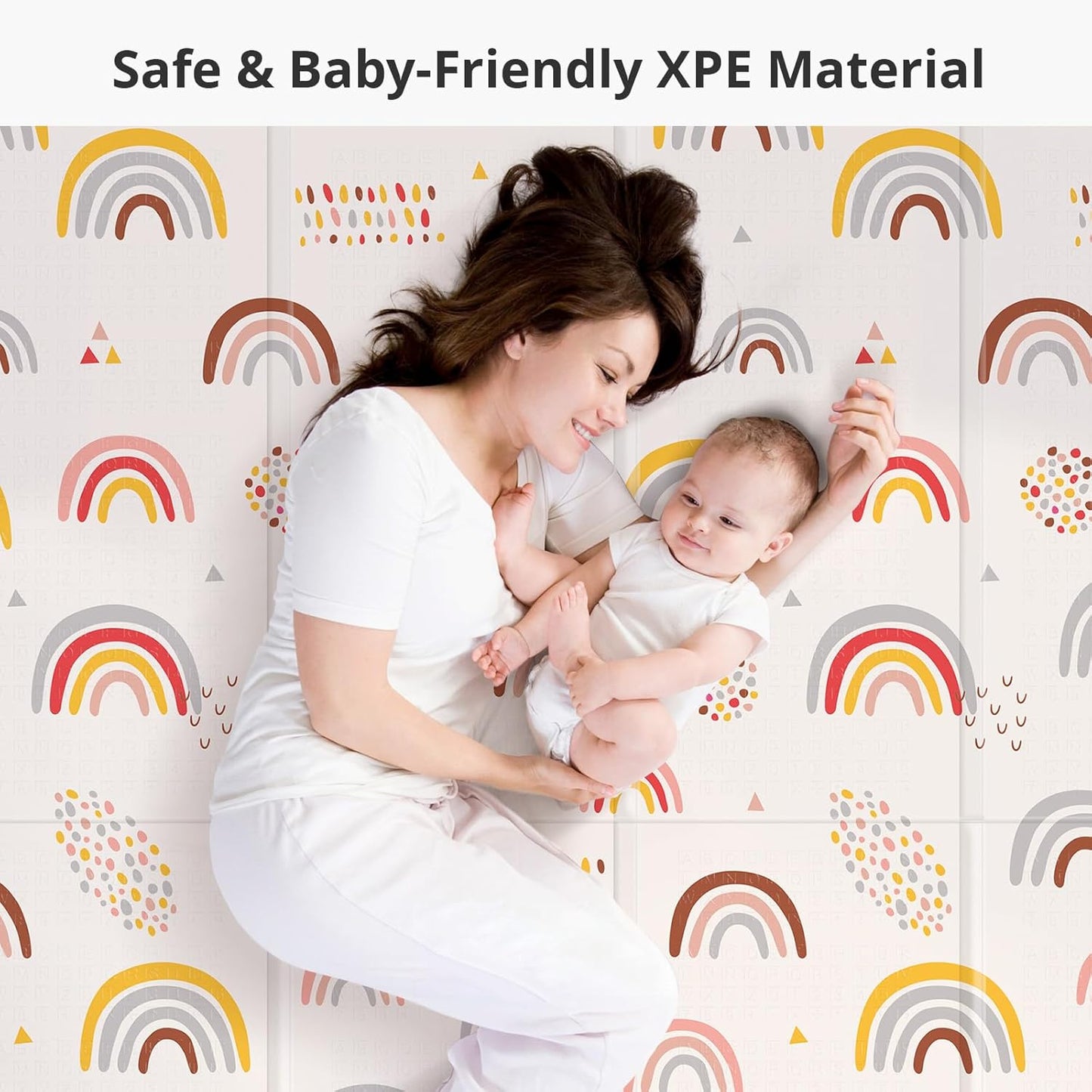 XL Baby Play Mat, 79" X 71" Extra Large Play Mat, Baby Mats for Floor, Waterproof, Anti-Slip Baby Crawling Mat, Soft Foam Mat for Babies and Toddlers, Reversible & Portable Rainbow and Star Pattern