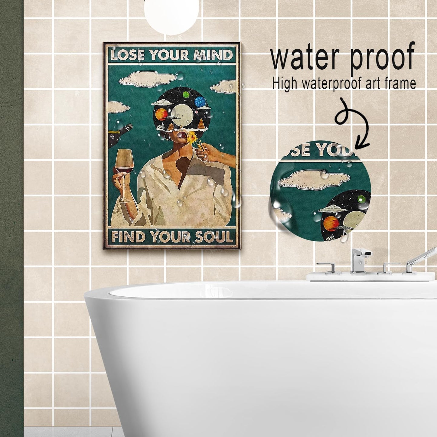 DIHSIEG Inspirational Canvas Wall Art Funny Bathroom Wall Art Print Poster, Frameless Canvas Decor,with Hook, Can be Placed on the Table,Motivational Prints,Dark 12x16 Inch