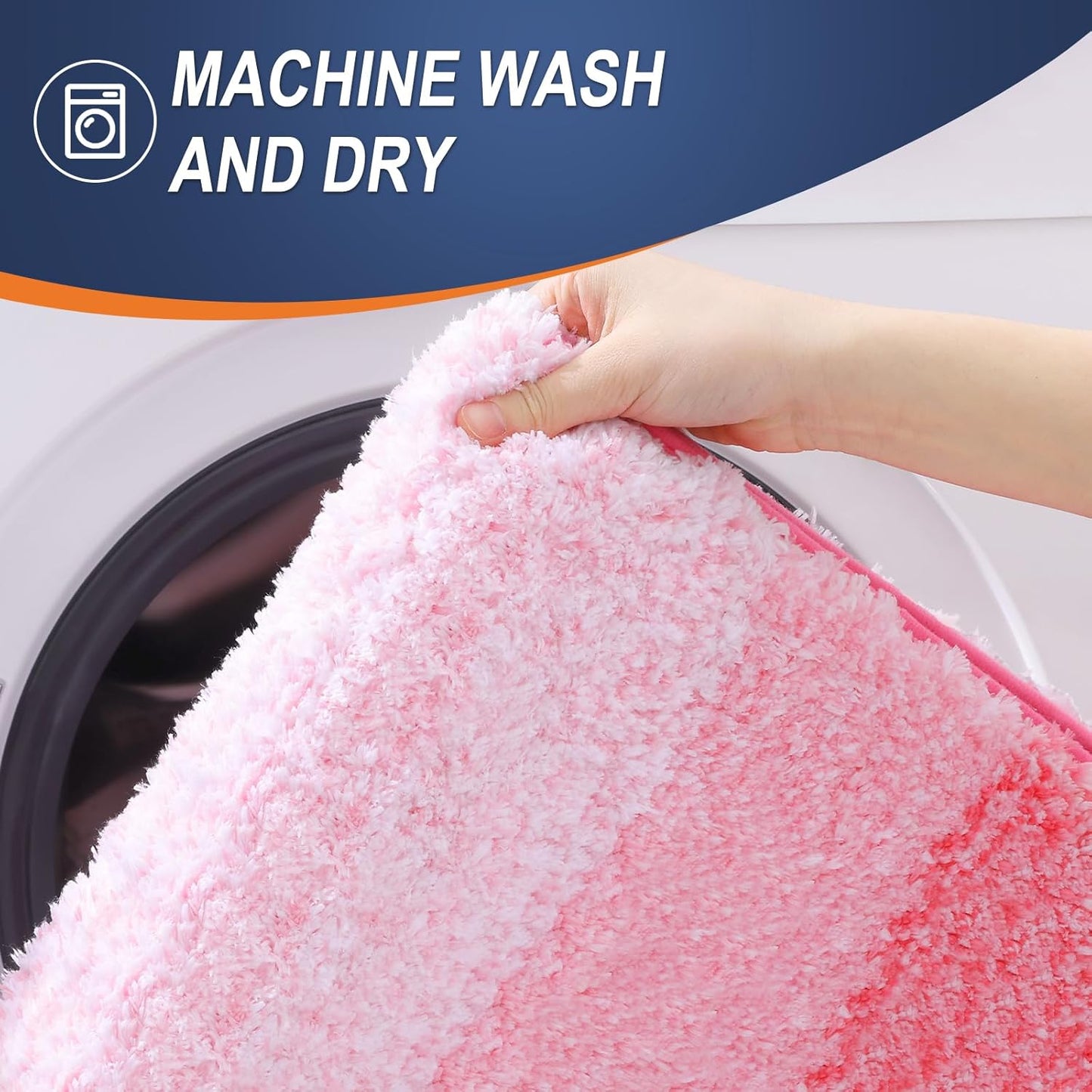 OLANLY Bathroom Rug Set 2 Piece, Soft Absorbent Microfiber Bath Rug Set, Non-Slip, Machine Wash Dry, Plush Shaggy Bath Mats for Bathroom (30"x20"+24"x16", Pink)