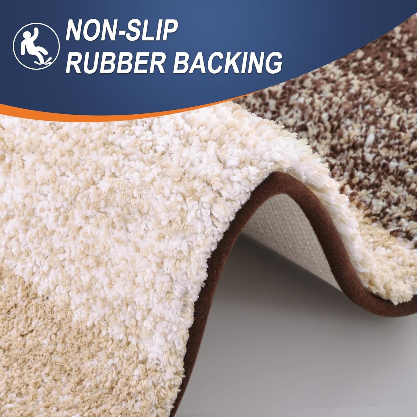 OLANLY Bathroom Rug Set 2 Piece, Soft Absorbent Microfiber Bath Mats and U-Shaped Contour Toilet Rug, Non-Slip, Machine Wash Dry, Plush Shaggy Bath Mats for Bathroom (30"x20"+24"x20", Brown)