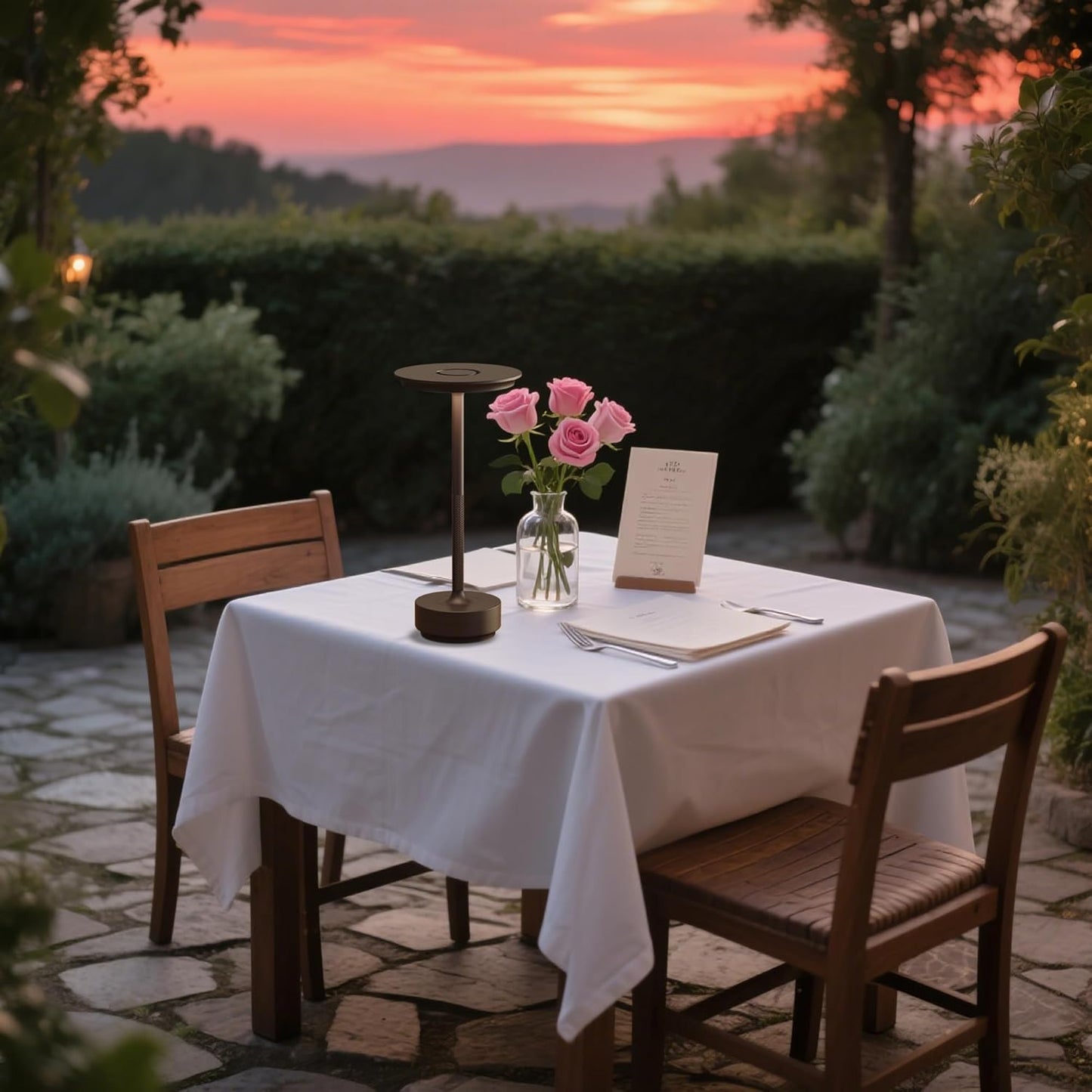 Rechargeable Cordless Table Lamps, 5000mAh Portable LED Table Light, 3 Color Stepless Dimming Battery Powered Metal Table Lamp for Outdoor Patio/Bedroom/Restaurant.(Brown)