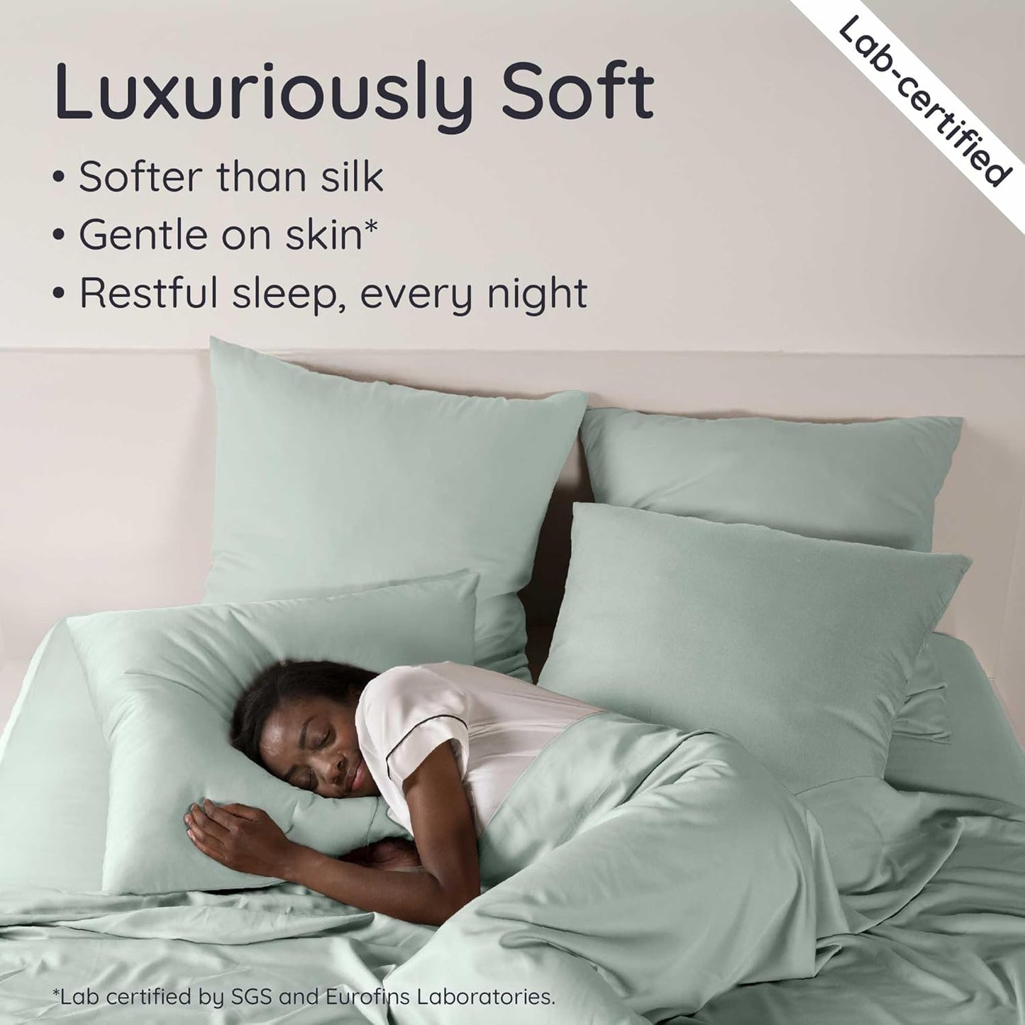 Bambaw 100% Viscose Derived from Bamboo Sheets Queen Size Set – 6pcs Deep Pocket Cooling Queen Sheets, Fits Up to 16'' with Elastic Corner Straps, Buttery Soft & Breathable (Sea Glass)