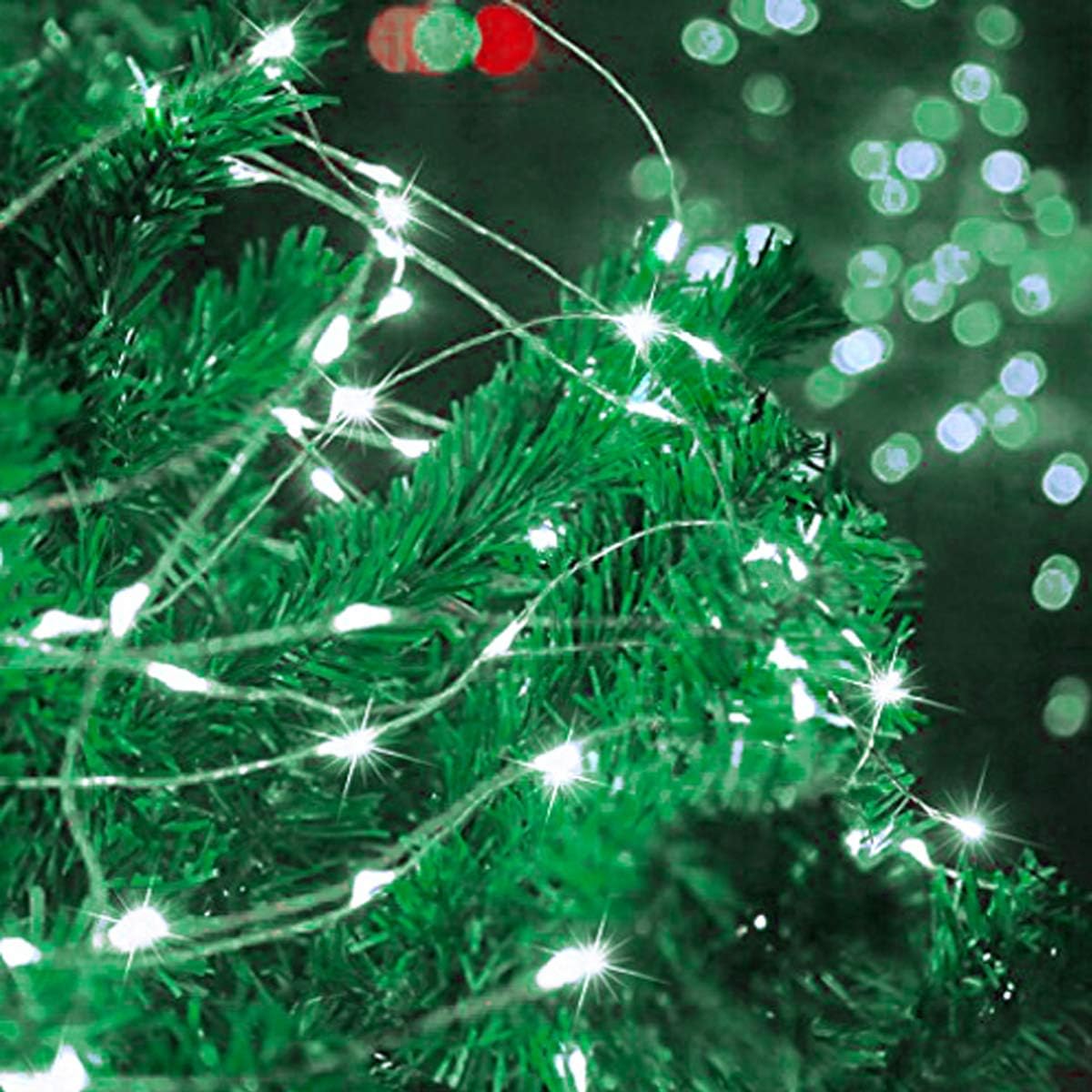 Decute 300LED 99FT Fairy String Lights Christmas Lights Silver Wire with Remote, Firefly Starry Light for DIY Christmas Tree Costume Wedding Party Table Centerpiece Decor Cool White