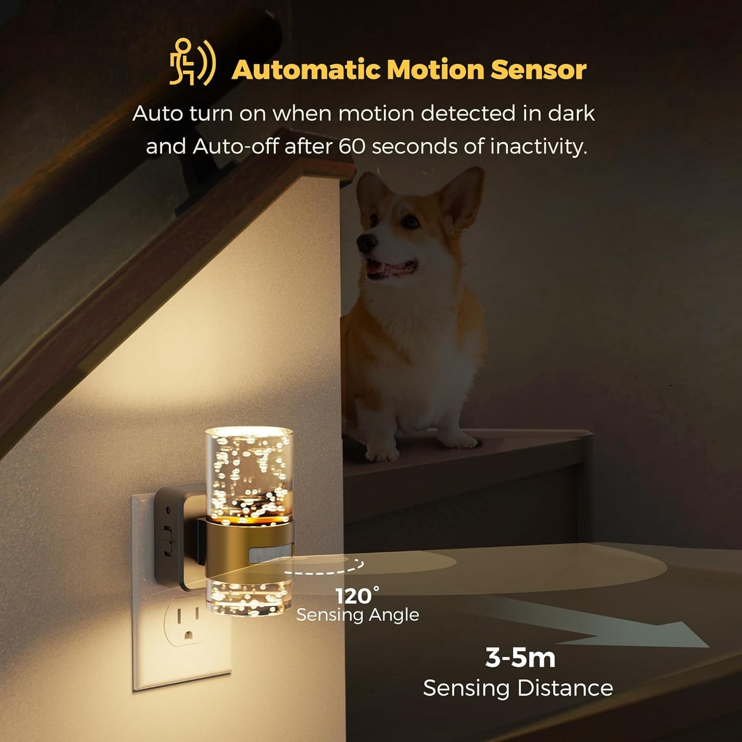 L LOHAS LED Motion Sensor Night Light,Dimmable Night Lights Plug into Wall, Acrylic Nightlight with 0-100 LM Adjustable Brightness, 3000K Plug in Night Light with Motion Activated for Bathroom Hallway