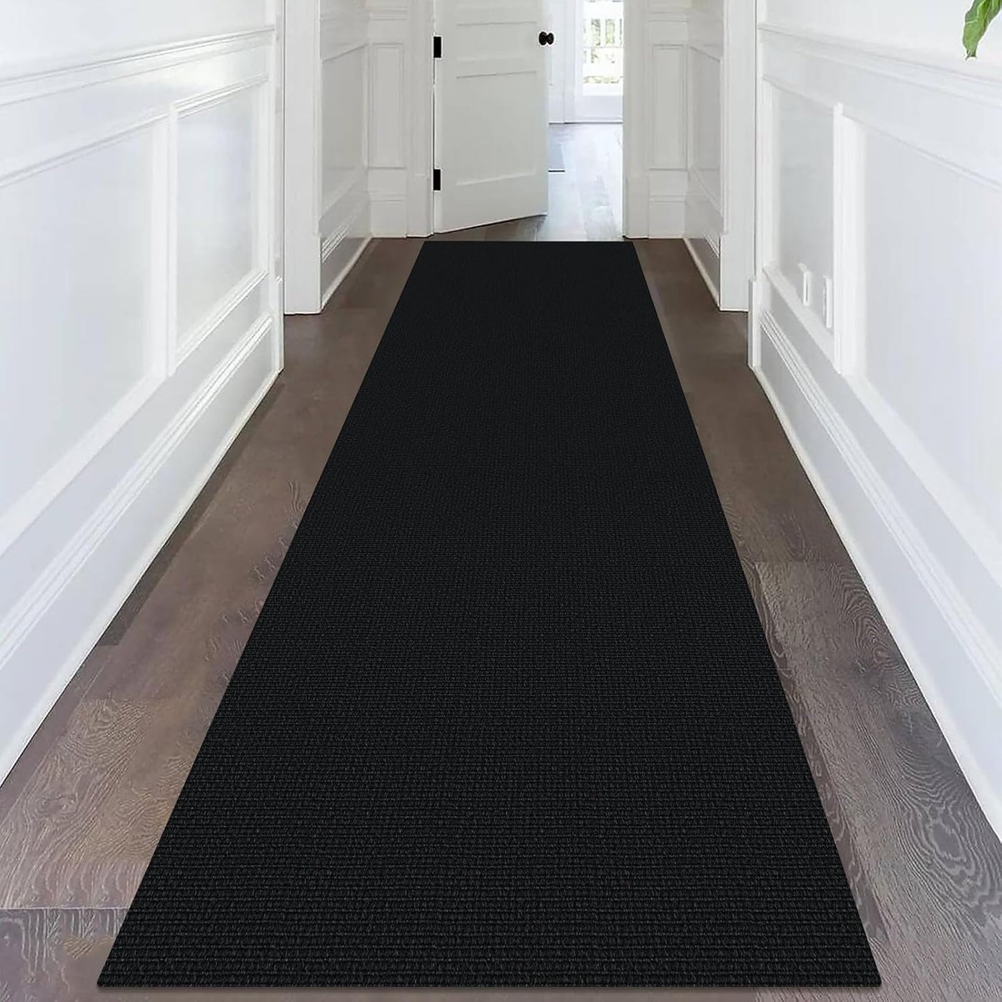 KOZYFLY Washable Runner Rug 3x14 ft Hallway Kitchen Runner Rugs with Rubber Backing Bobo Non Slip Entryway Runner Indoor, Long Carpet Runners for Hall Kitchen Entryway, Black