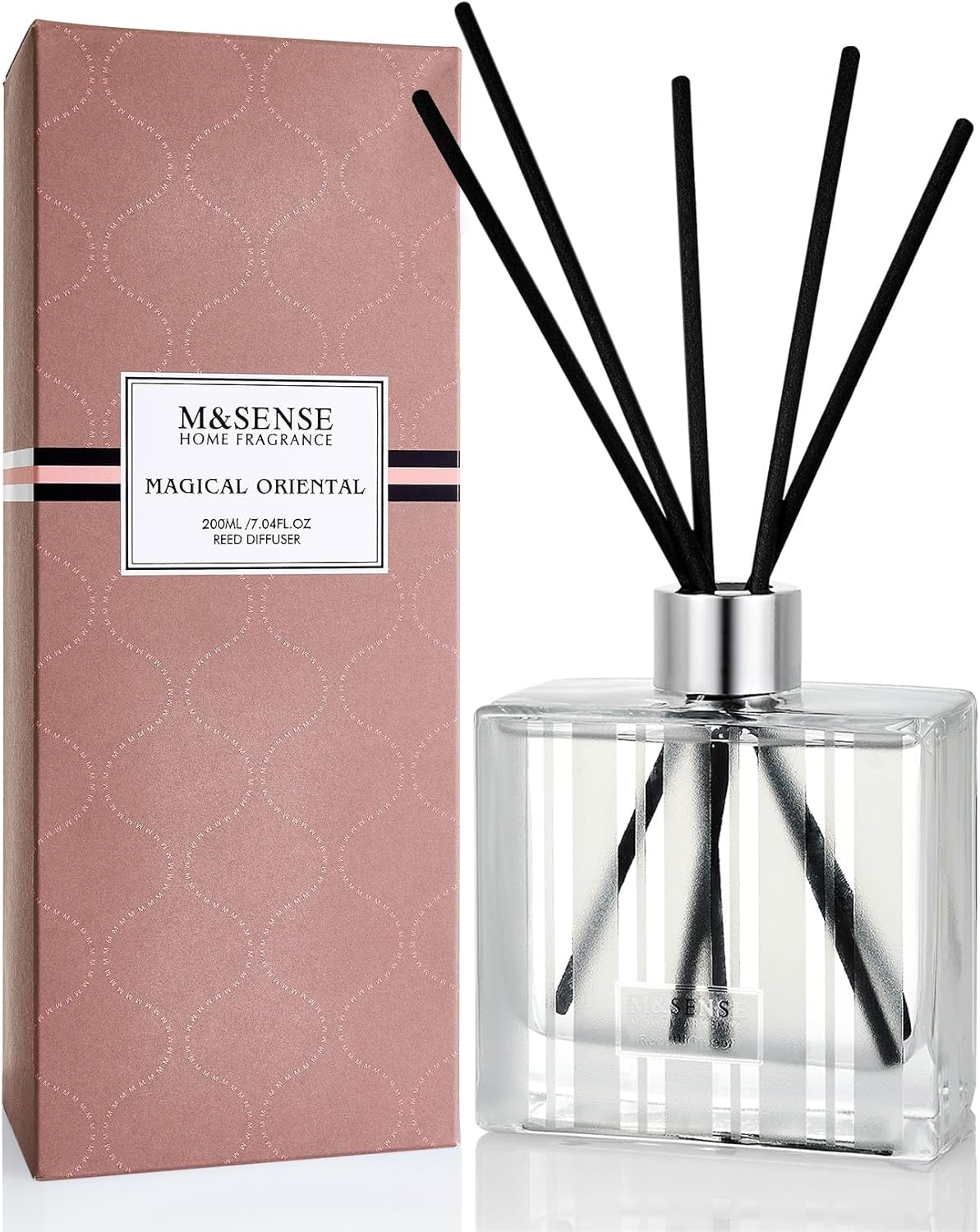 M&SENSE Magical Oriental Reed Diffuser Set - 7.04oz Diffusers for Home with Sticks, Shelf Decor for Bedroom Bathroom Office