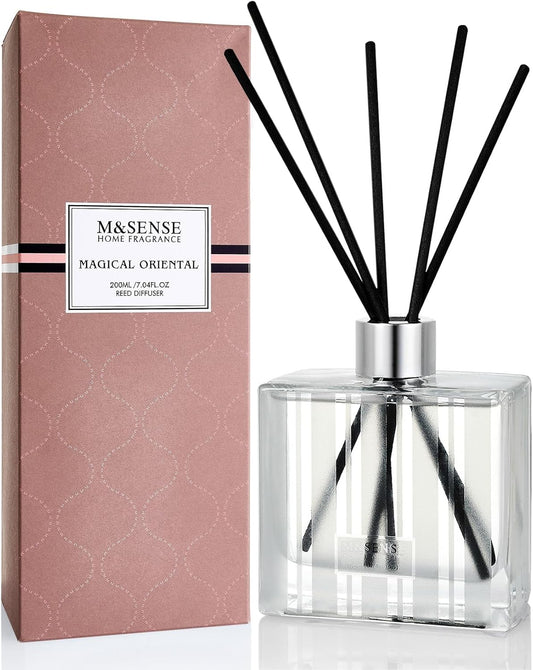 M&SENSE Magical Oriental Reed Diffuser Set - 7.04oz Diffusers for Home with Sticks, Shelf Decor for Bedroom Bathroom Office