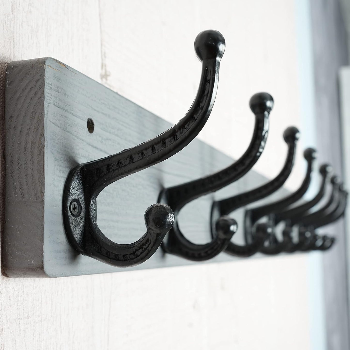 WEBI Rustic Coat Rack Wall Mount,35.43" Long 8 Cast Iron Coat Hooks Wall Mounted,Heavy Duty Wall Coat Hanger Hooks for Hanging Coats,Clothes,Grey,2 Packs