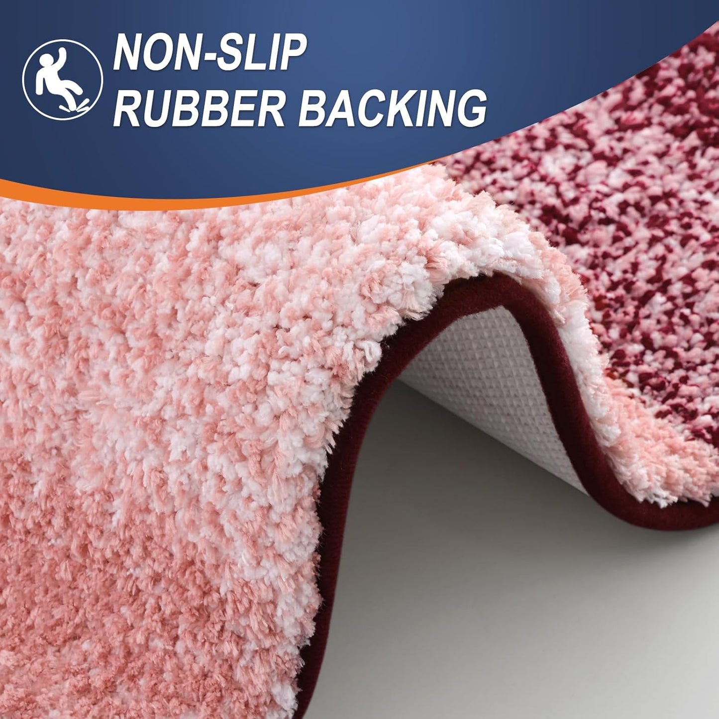 OLANLY Bathroom Rug Set 2 Piece, Soft Absorbent Microfiber Bath Rug Set, Non-Slip, Machine Wash Dry, Plush Shaggy Bath Mats for Bathroom (30"x20"+24"x16", Red)