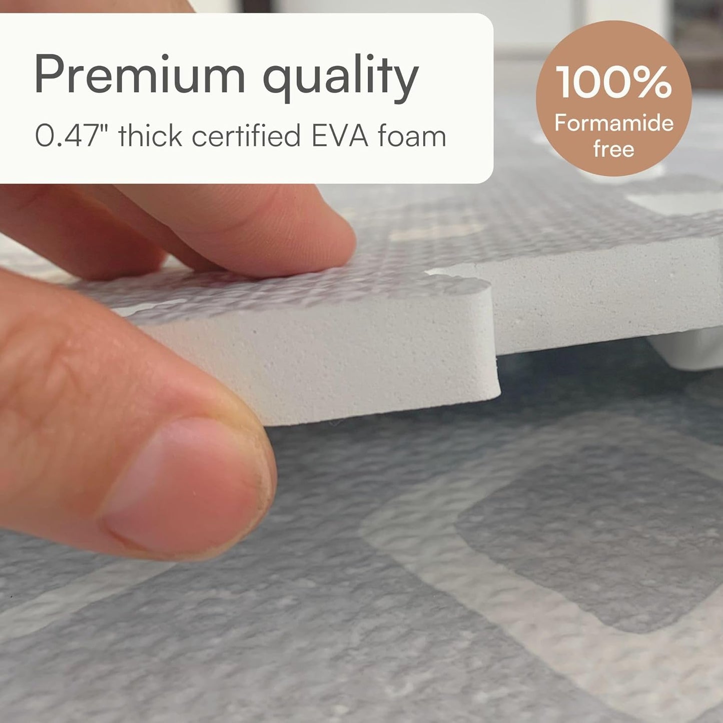 Lillefolk Baby Play Mat for Floor – 6x6ft Gray | Soft Non Toxic Premium EVA Foam Tiles for Tummy Time, Crawling & Playroom – Waterproof for Hard Floors Mat for Babies & Toddlers (9 Tiles)