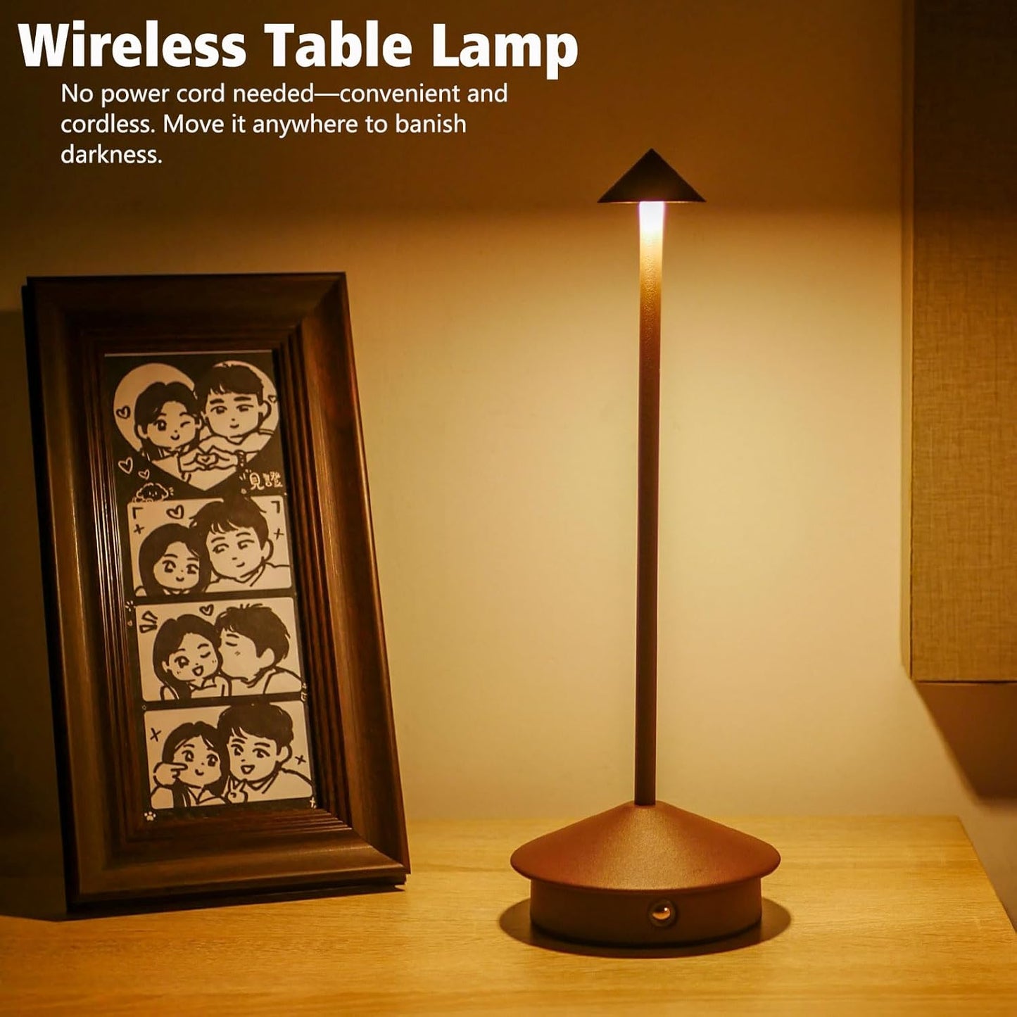 Cordless LED Table Lamp, Rechargeable 5200mAH Battery Operated Lamp for Decor, 3 Color Stepless Dimming Desk Lamps, for Restaurant, Bedroom, Outdoor Camping, Coffee Shop, Night Light