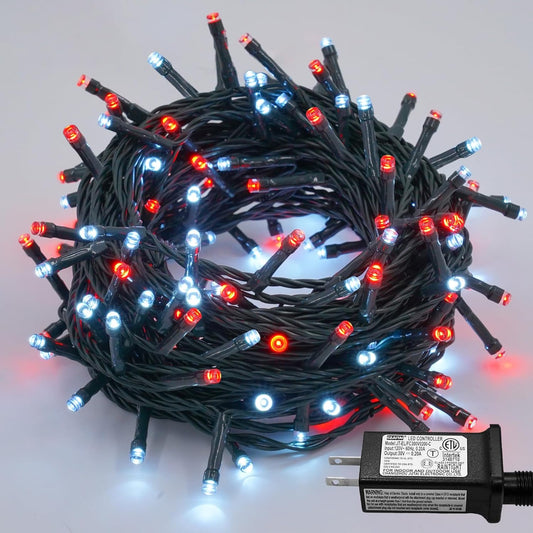 YEGUO 66ft 200 LED Christmas Lights Outdoor Waterproof, 8 Modes Purple String Lights Plug in, Green Wire Twinkle Tree Lights Indoor with Timer Memory