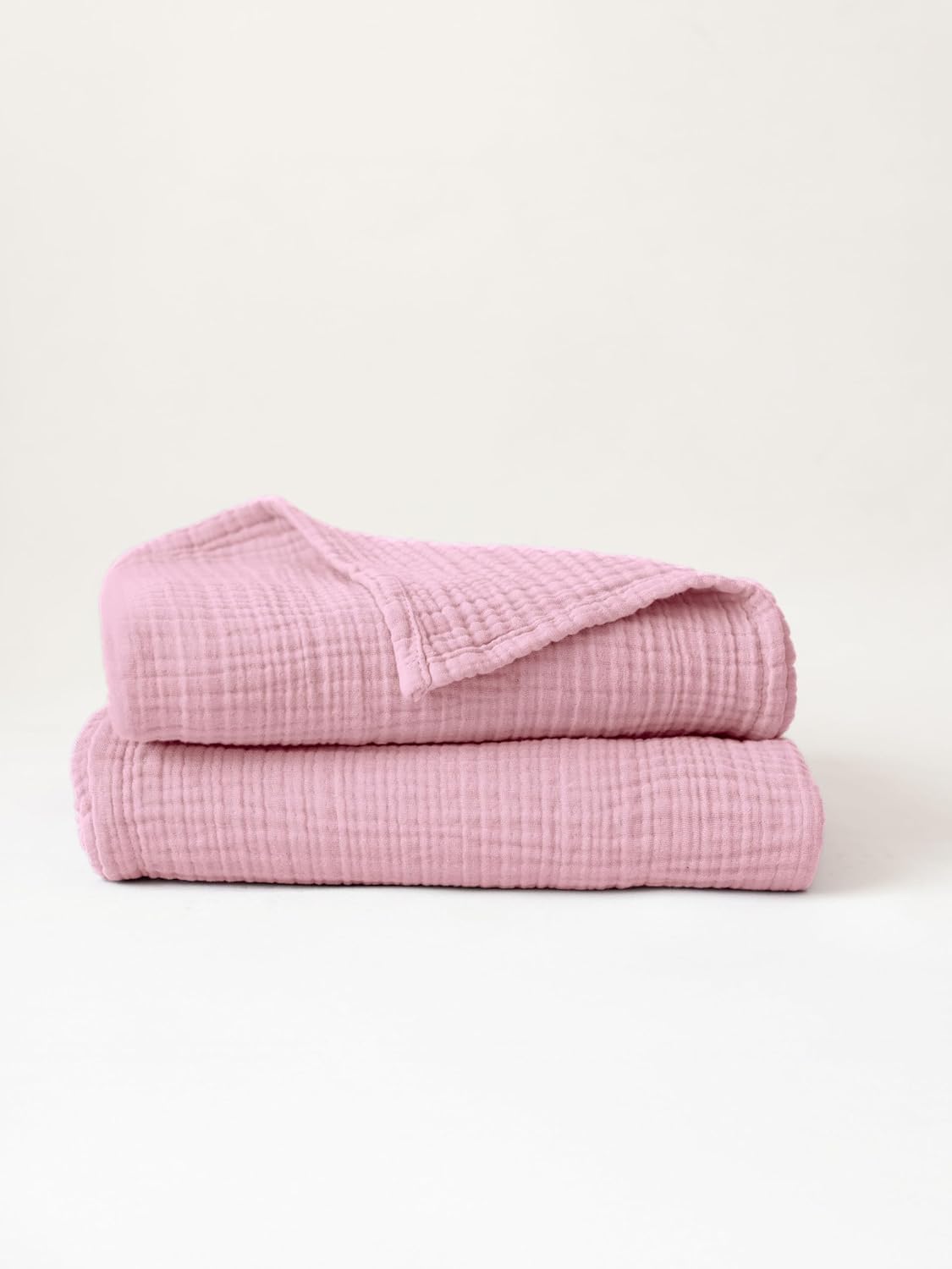 Muslin Bath Towels Pack of 2, Luxury 100% Turkish Cotton Thin Soft Quick-Dry Lint-Free Large Size Bath Hand Bathroom Towel Sets (Light Pink, Pack of 2 Bath Towels)