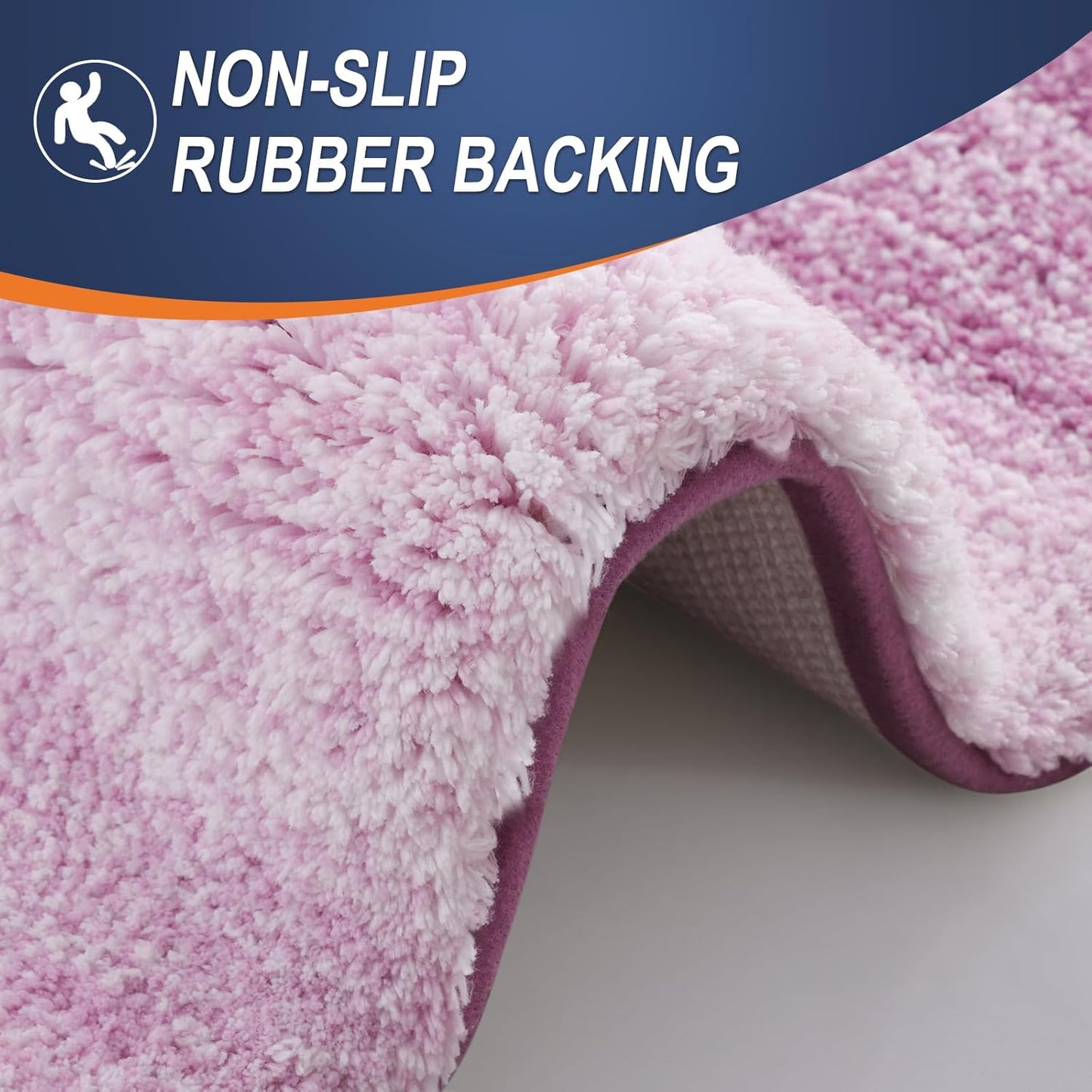 OLANLY Bathroom Rug Set 2 Piece, Soft Absorbent Microfiber Bath Rug Set, Non-Slip, Machine Wash Dry, Plush Shaggy Bath Mats for Bathroom (47"x20"+24"x16", Pinkish-Purple)