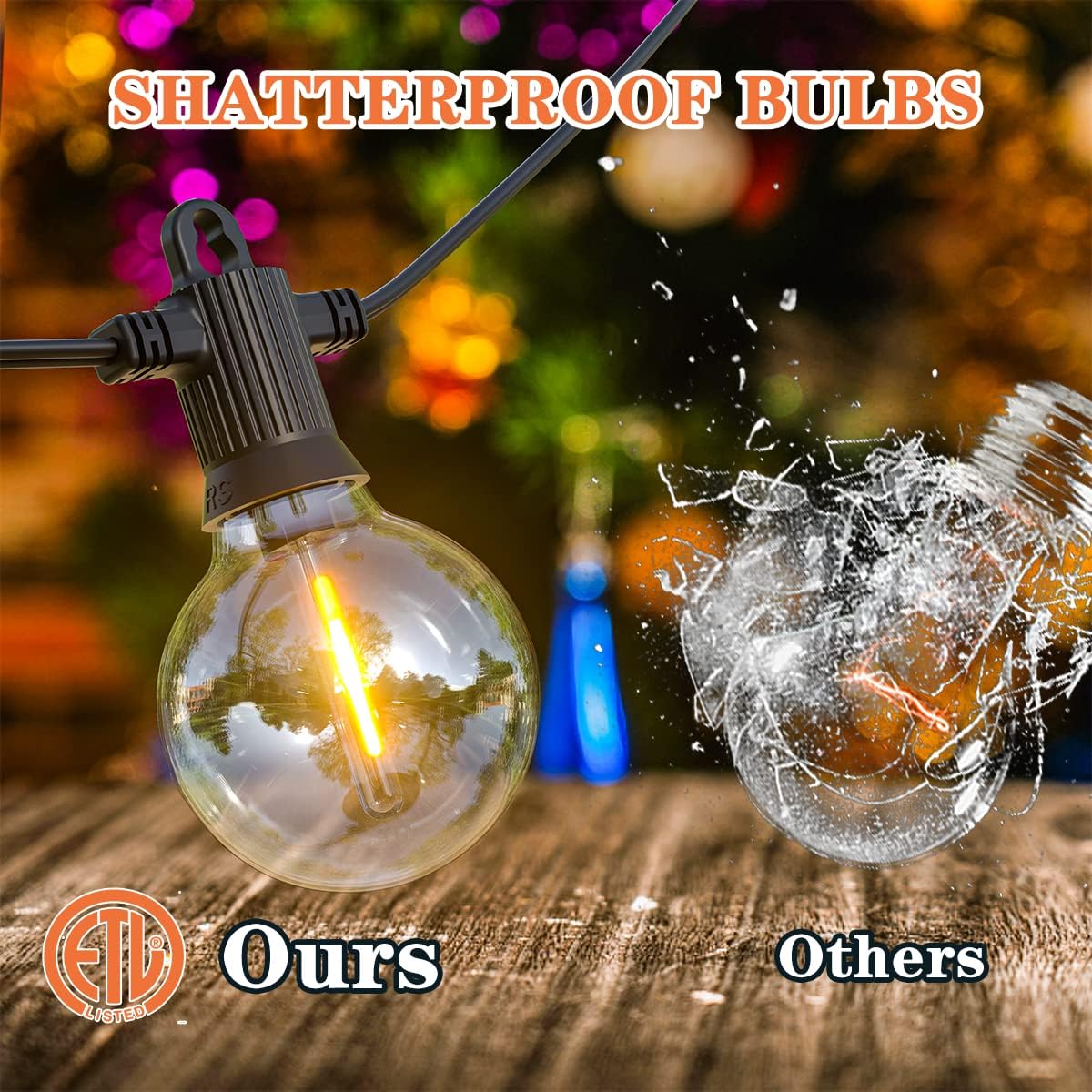 Kawaya 240FT Outdoor Lights String LED Patio Light Waterproof Dimmable G40 Globe String Lighting for Outside with 120+4 Blubs Shatterproof Hanging Lights for Porch Bistro Backyard Gazebo Balcony Cafe