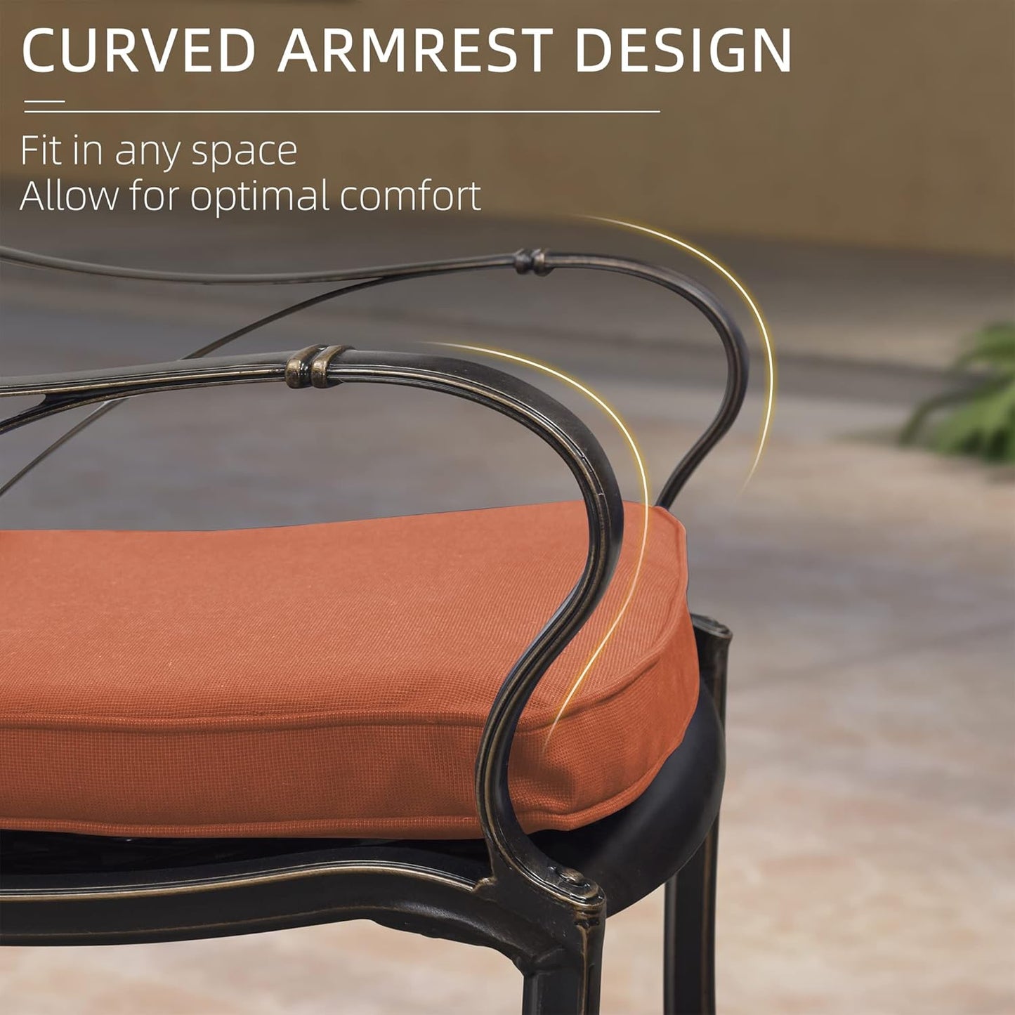 PURPLE LEAF Patio Dining Set Cast Aluminum 7-Piece Patio Furniture Set with 6 Dining Armchairs and 47" Round Table, 6 Cushions Included, for Lawn Yard Garden, Rhombic Brick Red Outdoor Dining Set