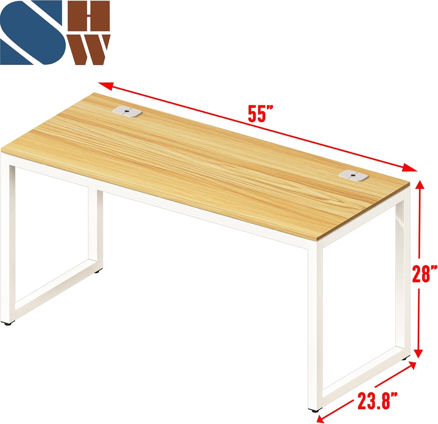 SHW 55-Inch Commercial-Grade Office Computer Desk, Oak