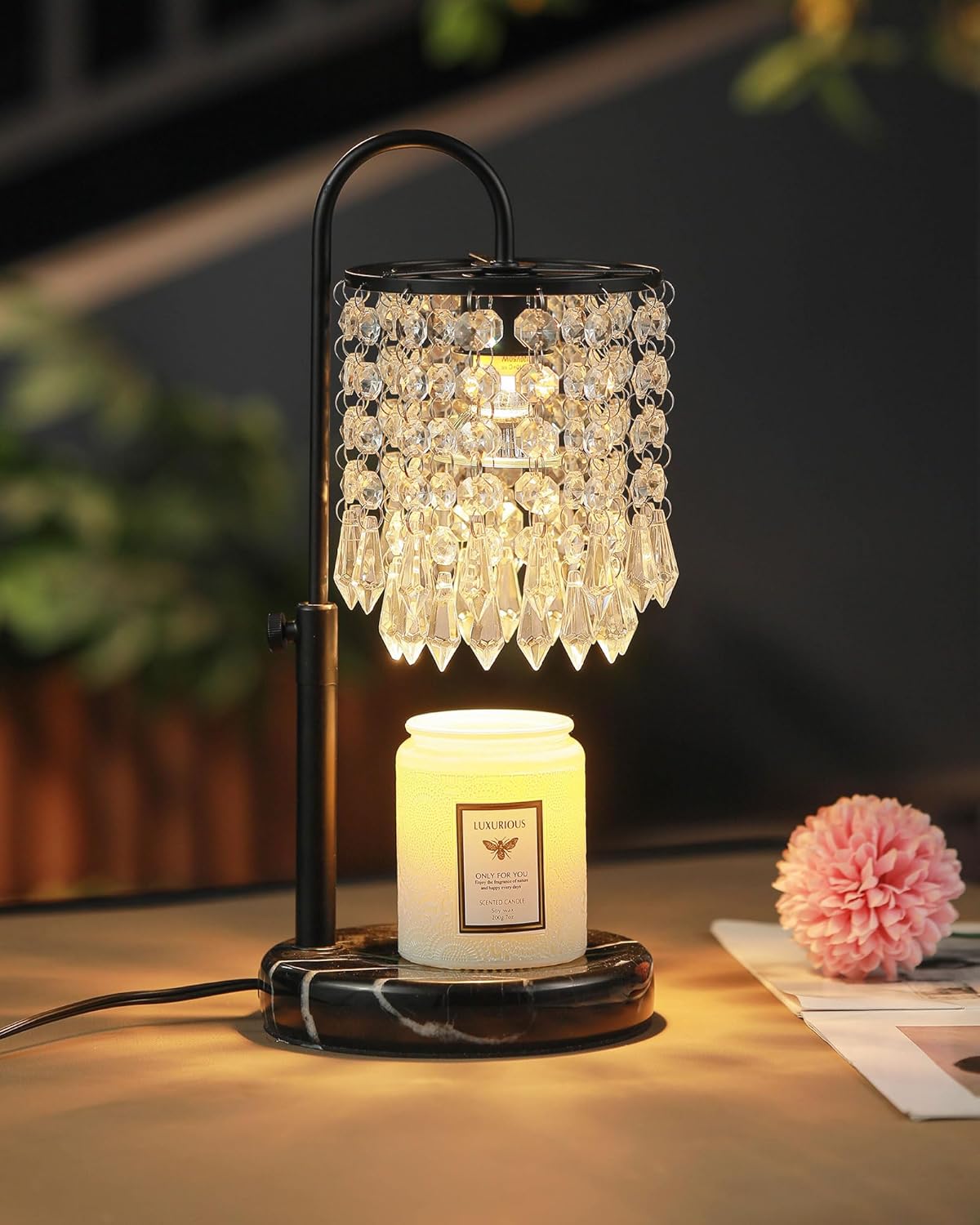 Candle Warmer Lamp with Timer Dimmer and 3 Bulbs, Lamp Candle Warmer with Marble Base,Wax Melt Warmer for Jar Candles, Birthday Gifts for Women Mom, House Warming Gifts New Home Decor