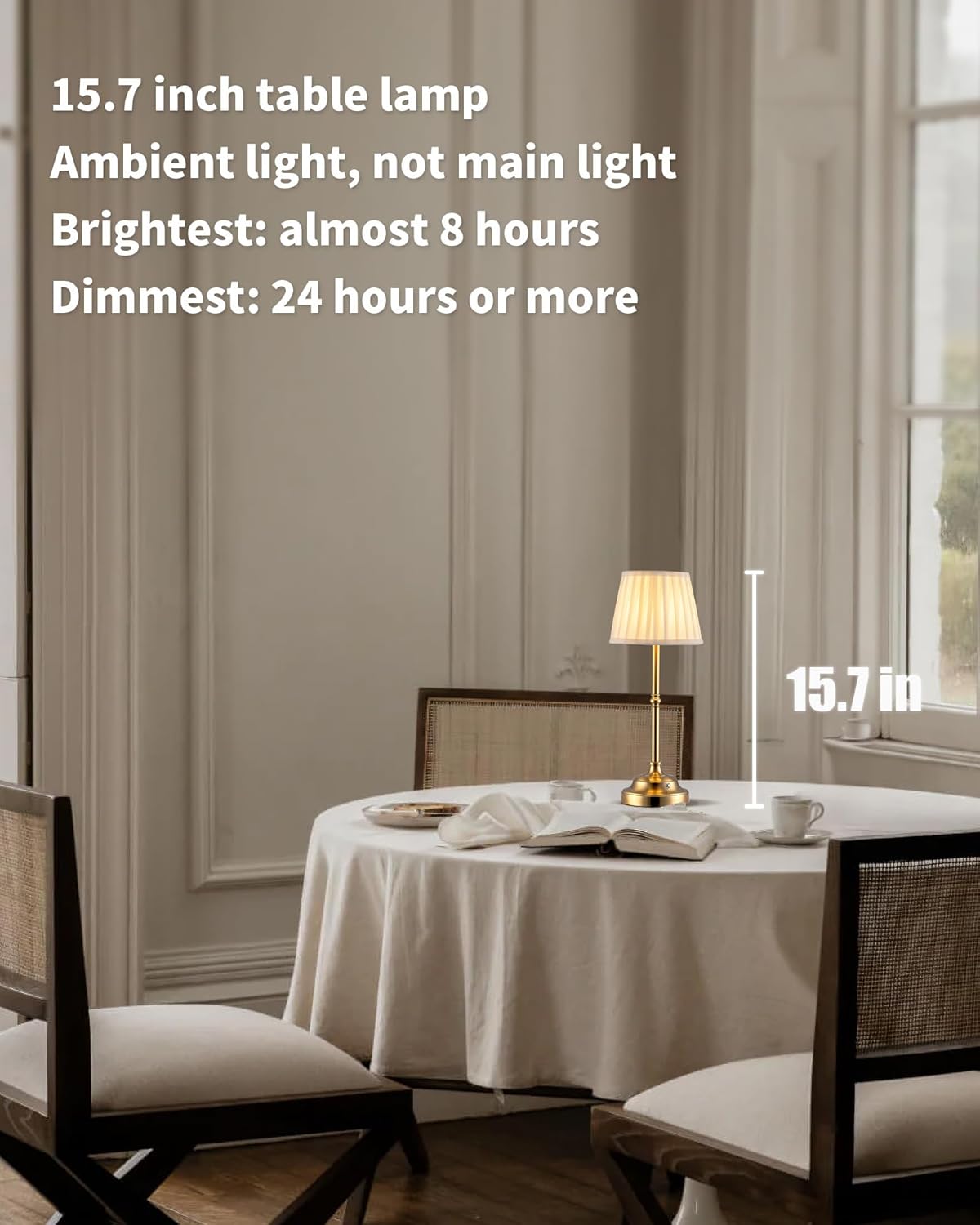 KDG Portables Cordless Table Lamp, Fabric Shade Desk Lamp, 4000mAh Rechargeable Battery Powered Lighting, Dimmable Light for Dining Room, Bedroom, Bedside, Bar, Night Light, Camping, Balcony (Bronze)