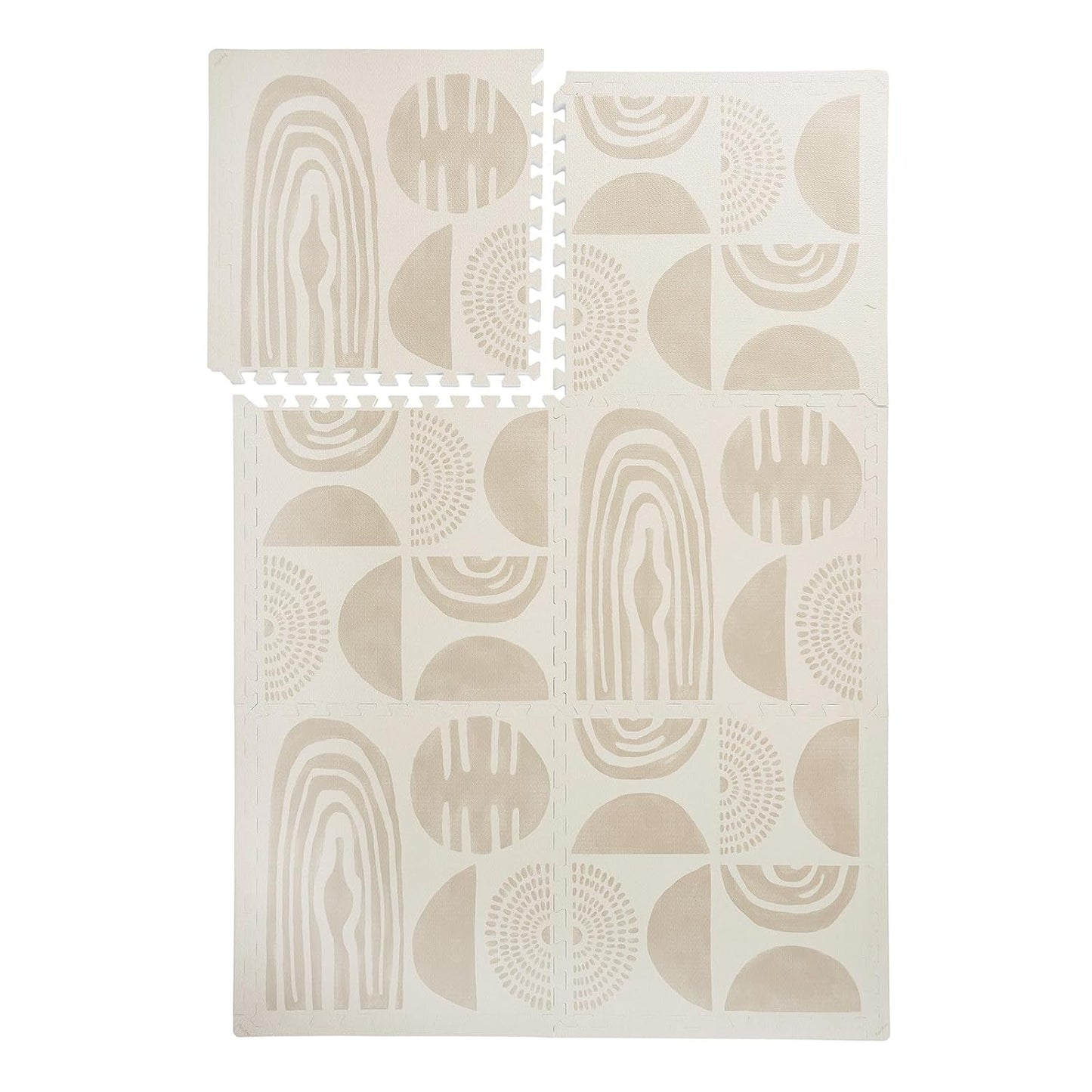 PopsyKosy Premium Exercise & Baby Foam Play Mats - Stylish & Large Non-Toxic Odorless Floor Mat - 6 Tiles - Spacious 6ft x 4ft - Peel-Resistant Reinforced Ver.- Soft Thick, Waterproof - Desert Sand