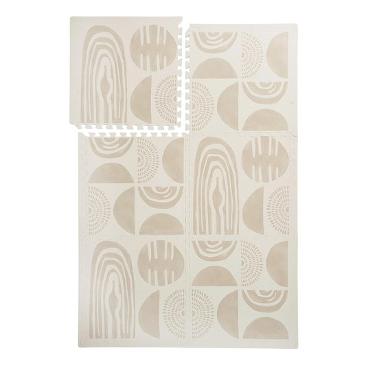 PopsyKosy Premium Exercise & Baby Foam Play Mats - Stylish & Large Non-Toxic Odorless Floor Mat - 6 Tiles - Spacious 6ft x 4ft - Peel-Resistant Reinforced Ver.- Soft Thick, Waterproof - Desert Sand