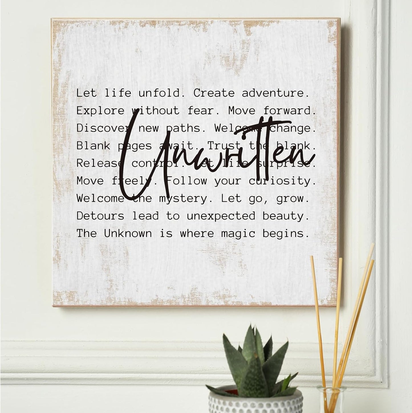 Inspirational Gifts for Women Men Canvas Wall Art Framed Painting Prints Wall Decor Motivational Decorative Mental Health Decorations for Framhouse Home Decor Office Accessories,11.8x11.8 Inch