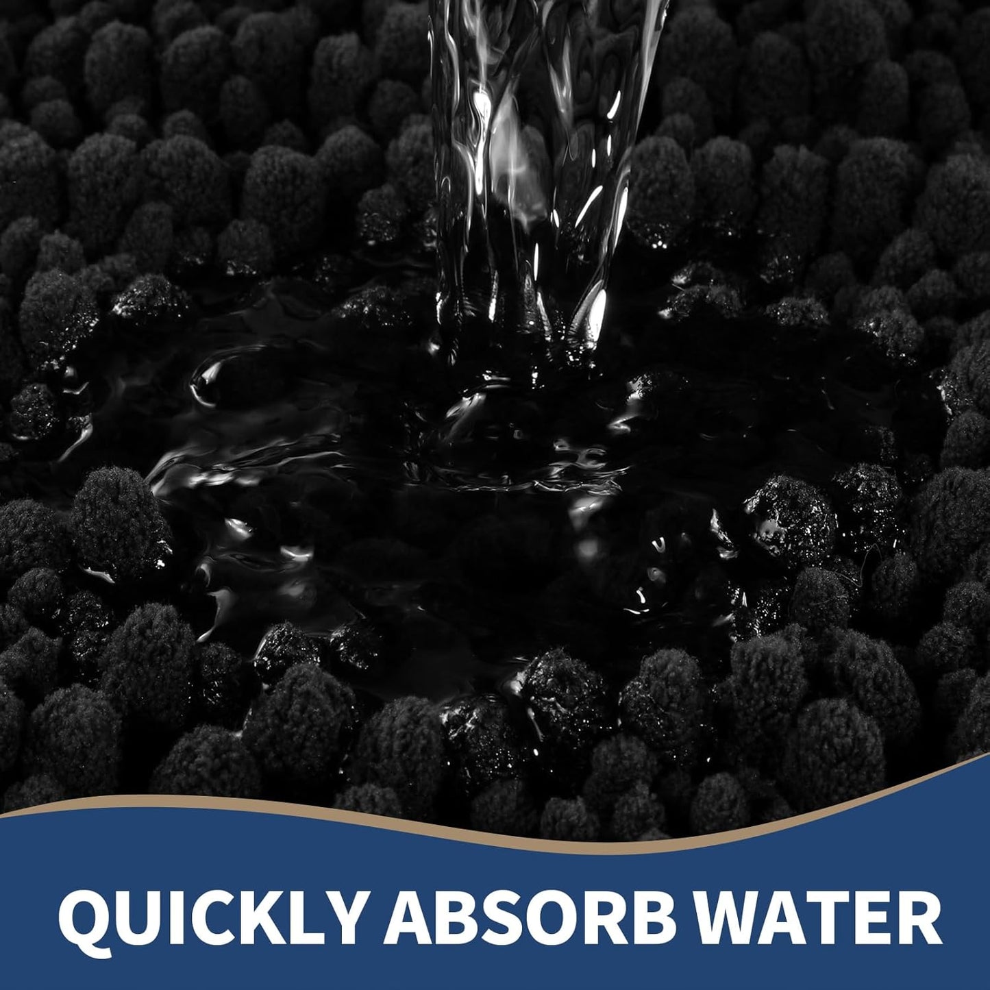 Yimobra Bathroom Rugs Sets 2 Piece - Quick Dry Extra Thick Luxury Chenille Bath Mat, Non Slip Super Absorbent for Tub Shower Sink, Machine Washable Shaggy Floor Mat, 44"x24"+24"x17" Inch, Black